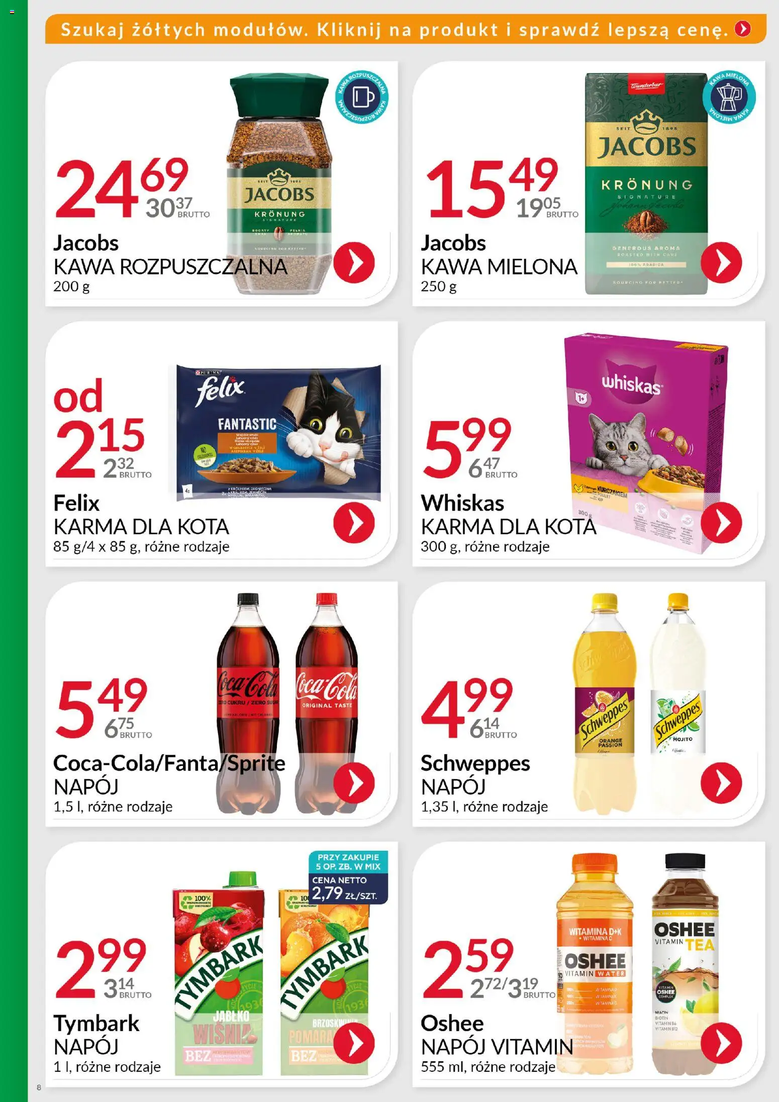 Eurocash Gazetka - Ofensywa Cenowa Spożywcza od 16.11.2025 | Strona: 8 | Produkty: Kawa rozpuszczalna, Coca cola, Wiśnie, Karma dla kota