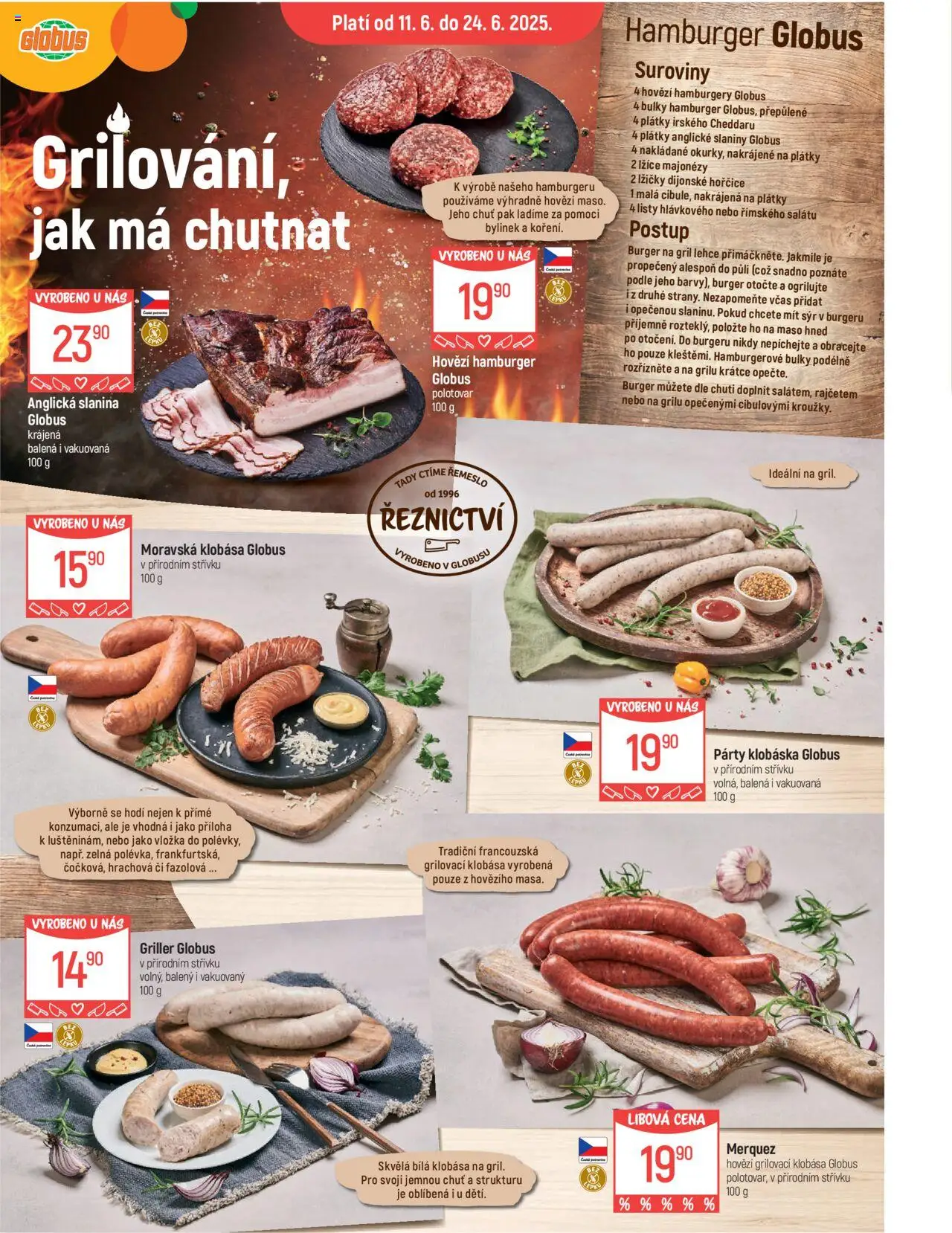 Globus leták - České Budějovice od 11.06.2025 | Strana: 11 | Produkty: Burger, Sýr, Hořčice, Gril