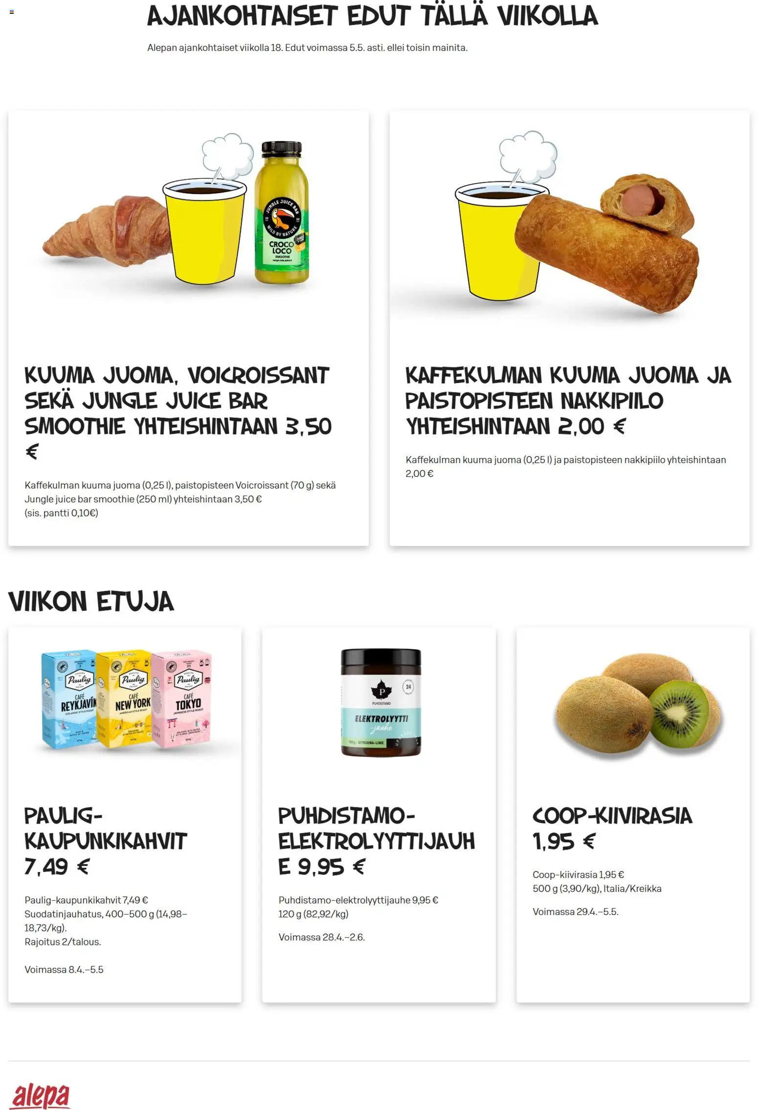 Alepa tarjoukset – voimassa 29.04.2026 alkaen | Sivu: 1