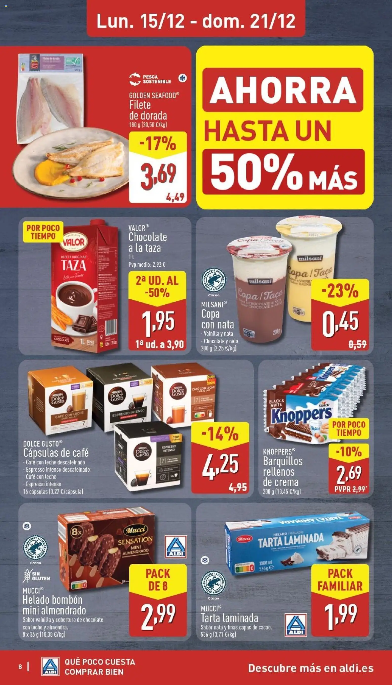 Aldi folleto Baleares │ válido desde el 15.12.2025 | Página: 8 | Productos: Helado bombón, Leche, Café, Helado