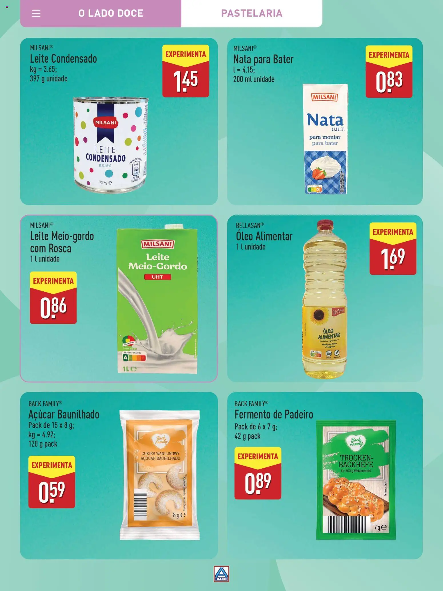 Aldi Especial Páscoa │ válido de 11.03.2026 | Página: 32 | Produtos: Leite condensado, Leite, Óleo, Nata