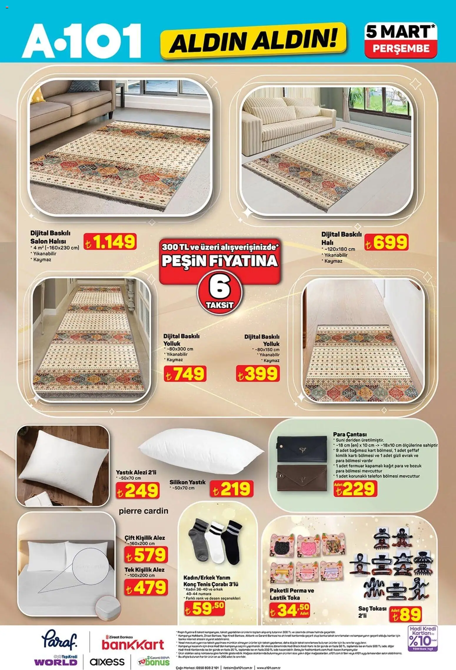 A101 Katalog - Aldın Aldın - 05.03.2026 tarihinden itibaren geçerlidir | Sayfa: 11 | Ürünler: Yastık, Halı, Lastik, Telefon