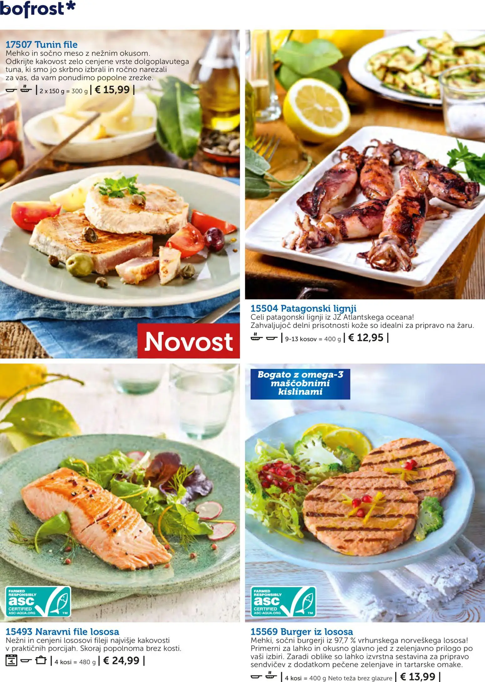 Novi Bofrost katalog ponudbe – veljaven od 01.11.2025 | Stran: 72 | Izdelki: Lignji, Teza, Burgerji
