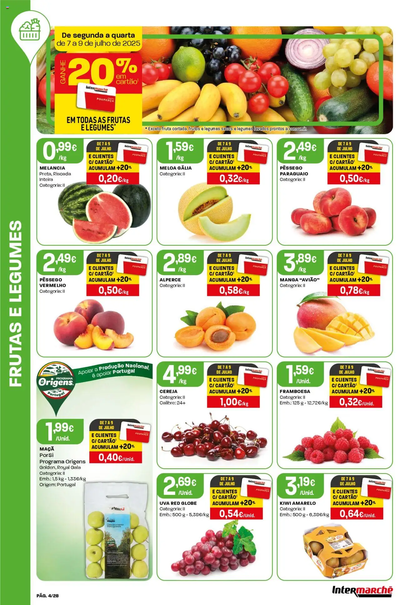 Intermarché folheto │ válido de 03.07.2025 | Página: 4 | Produtos: Cereja, Maça, Maçãs, Kiwi