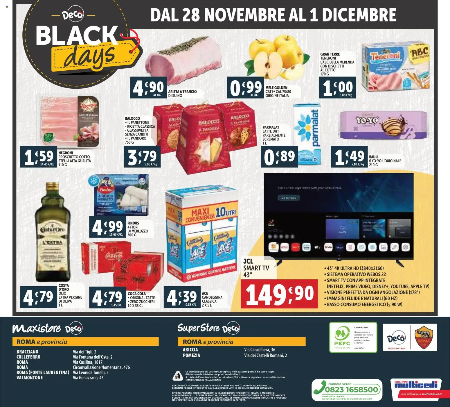 Volantino Decò del 20.11.2025 | Pagina: 20 | Prodotti: Merluzzo, Latte, Olio, Prosciutto