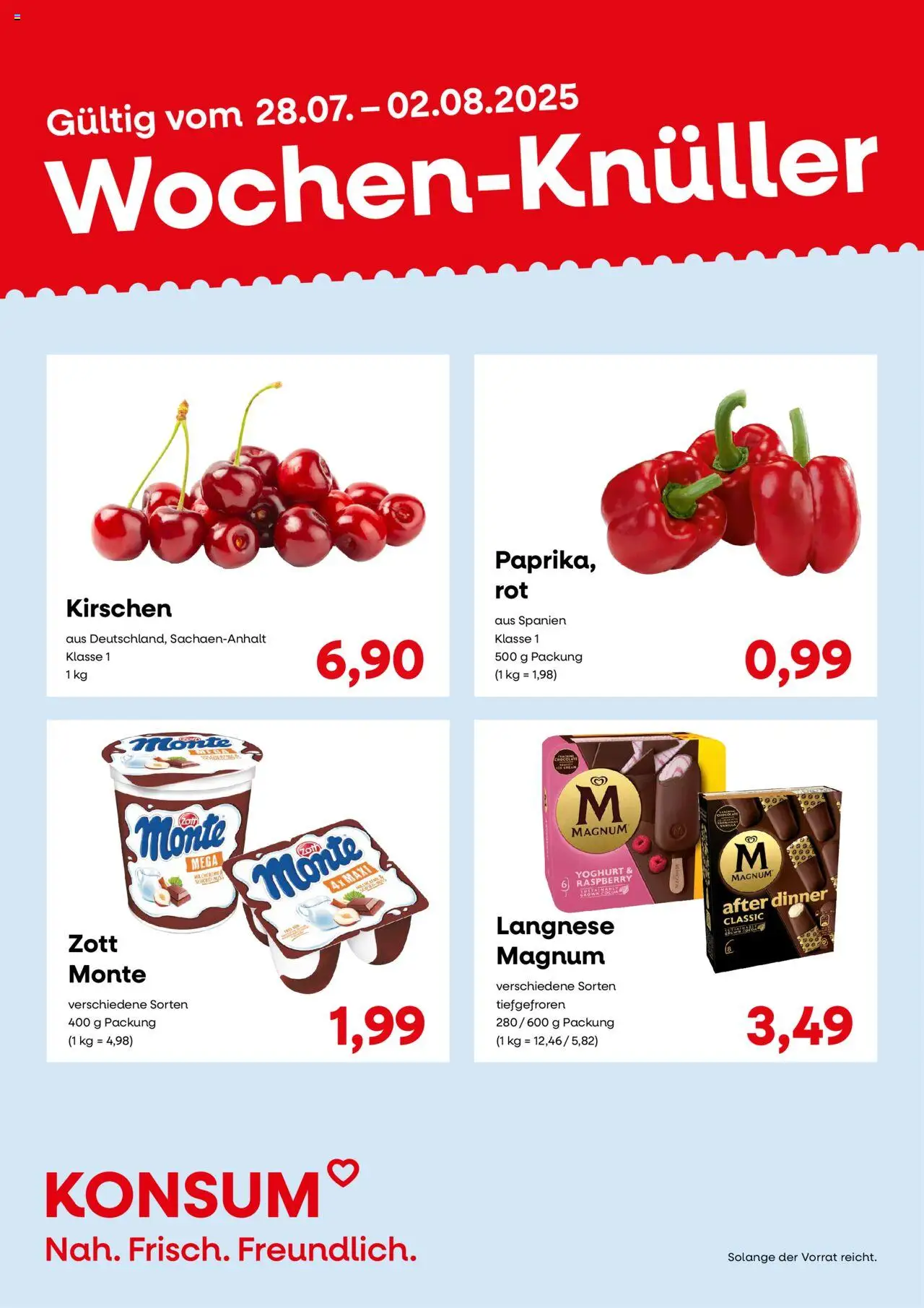 KONSUM Leipzig Prospekt - gültig ab dem 28.07.2025 | Seite: 2 | Produkte: Langnese, Kirschen