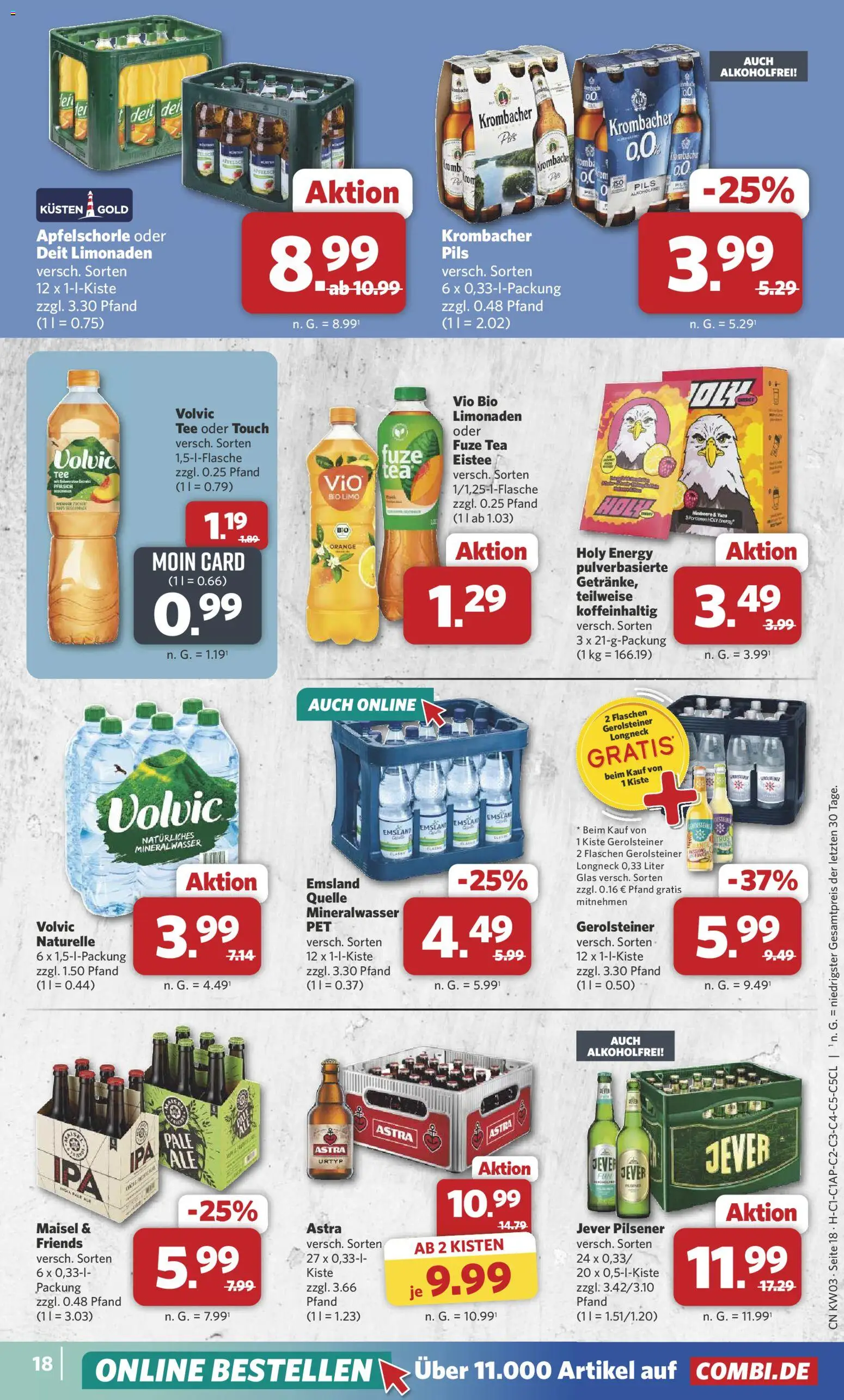 Combi Prospekt 	 – gültig ab 12.01.2026 | Seite: 18 | Produkte: Fuze tea, Astra, Pfirsich, Himbeere