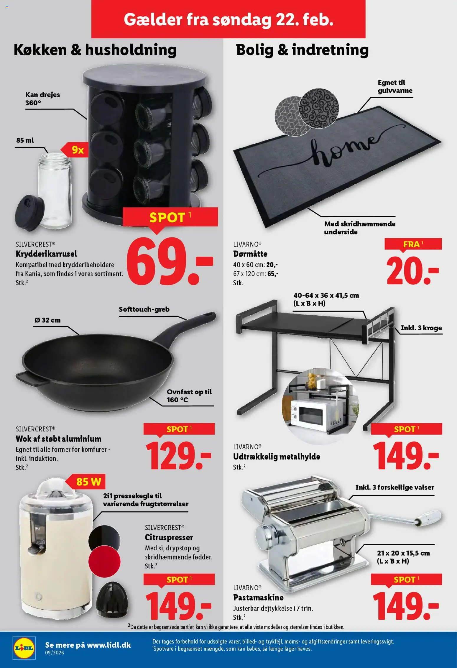 Lidl tilbudsavis – gyldig fra 22.02.2026 | Side: 17 | Produkter: Dørmåtte, Søm, Komfurer