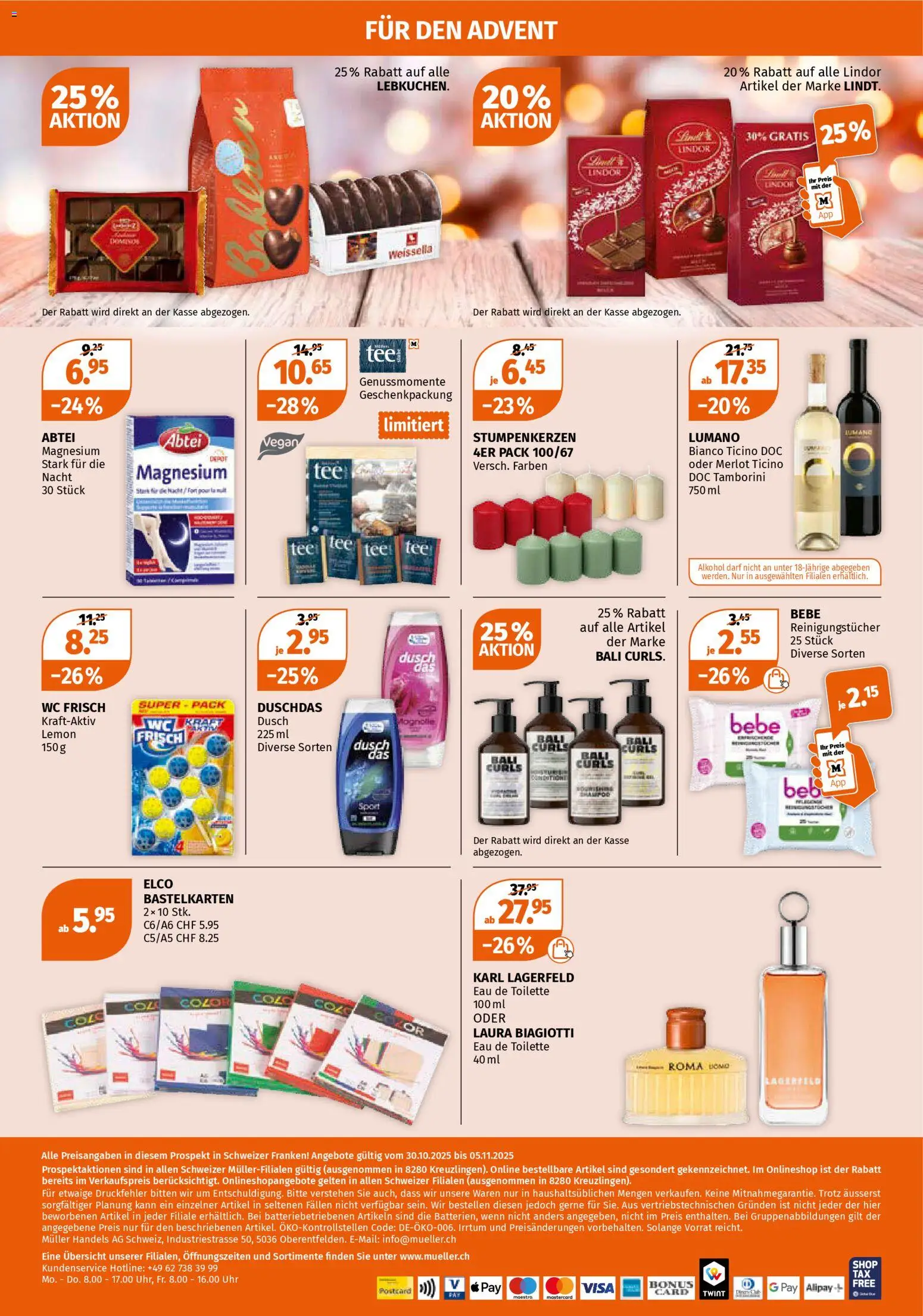 Müller Aktionen – gültig ab 30.10.2025 | Seite: 25 | Produkte: Eau de toilette, Reinigungstücher, Tee, Uhr