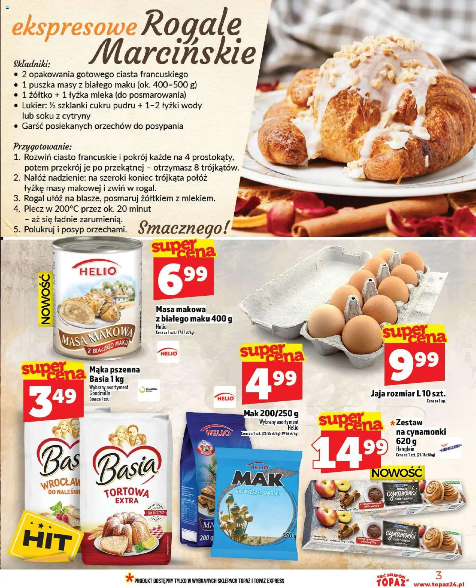 Topaz Gazetka MAZ od 06.11.2025 | Strona: 3 | Produkty: Ciasto francuskie, Ciasto, Szklanki, Jaja
