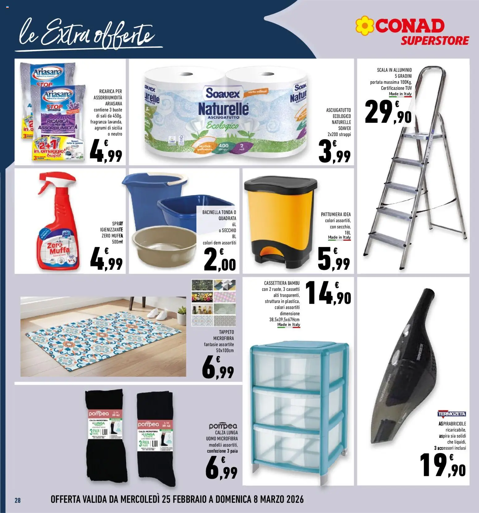 Volantino Conad del 25.02.2026 | Pagina: 28 | Prodotti: Scala, Pattumiera, Asciugatutto, Alluminio