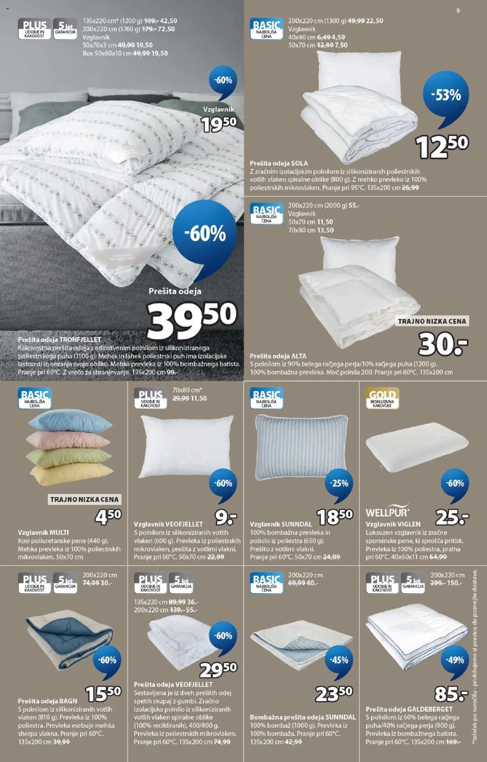 Novi JYSK katalog ponudbe – veljaven od 18.03.2026 | Stran: 9 | Izdelki: Prešita odeja, Vzglavnik, Prevleka, Odeja