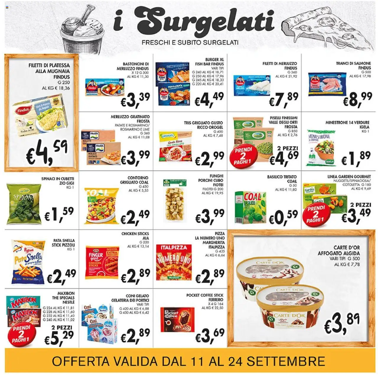 Volantino Coal del 11.09.2025 | Pagina: 12 | Prodotti: Pizza, Gelato, Spinaci, Lime
