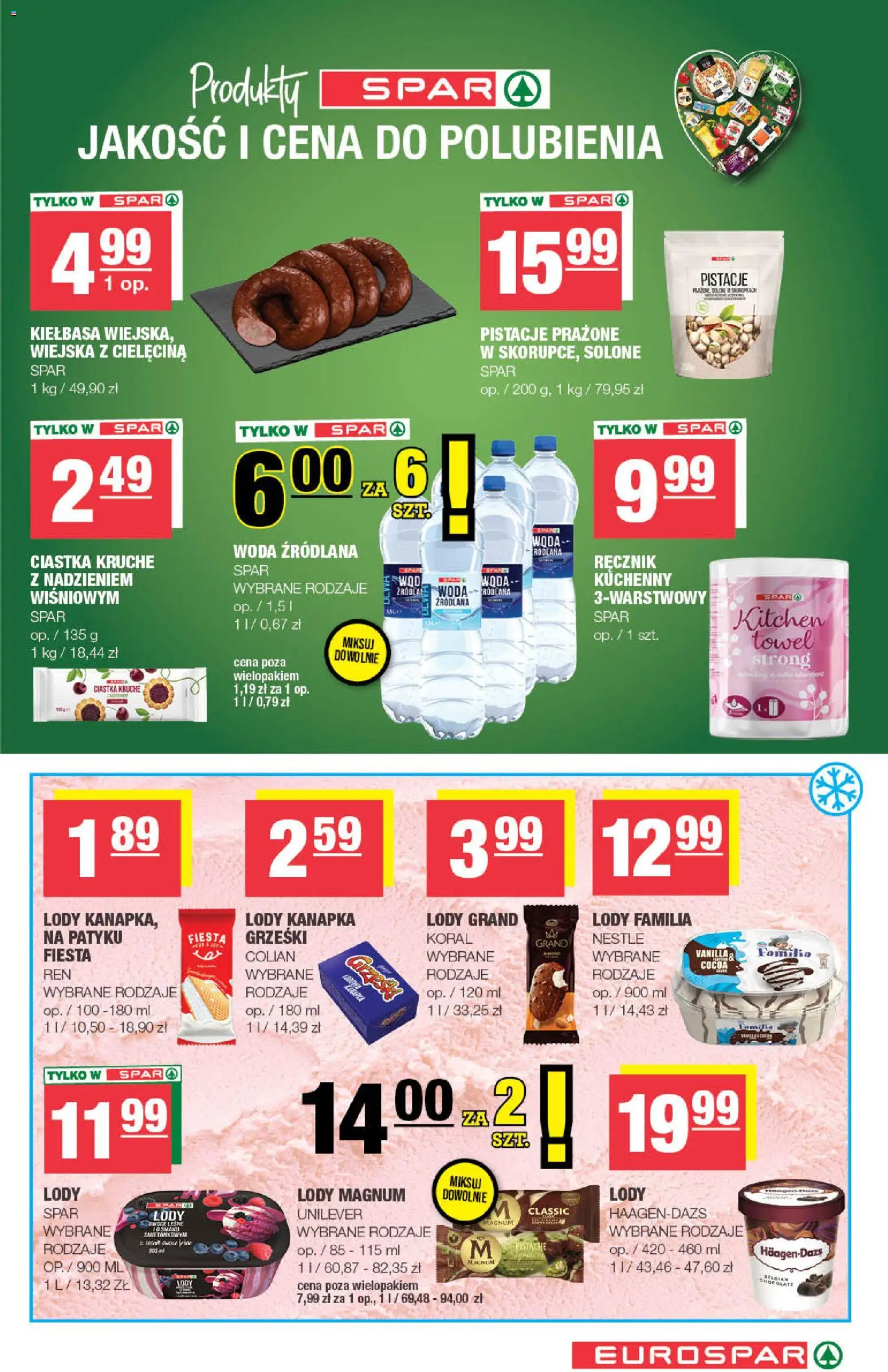 Spar gazetka - Eurospar od 22.04.2026 | Strona: 13 | Produkty: Woda źródlana, Lody Magnum, Woda, Owoce