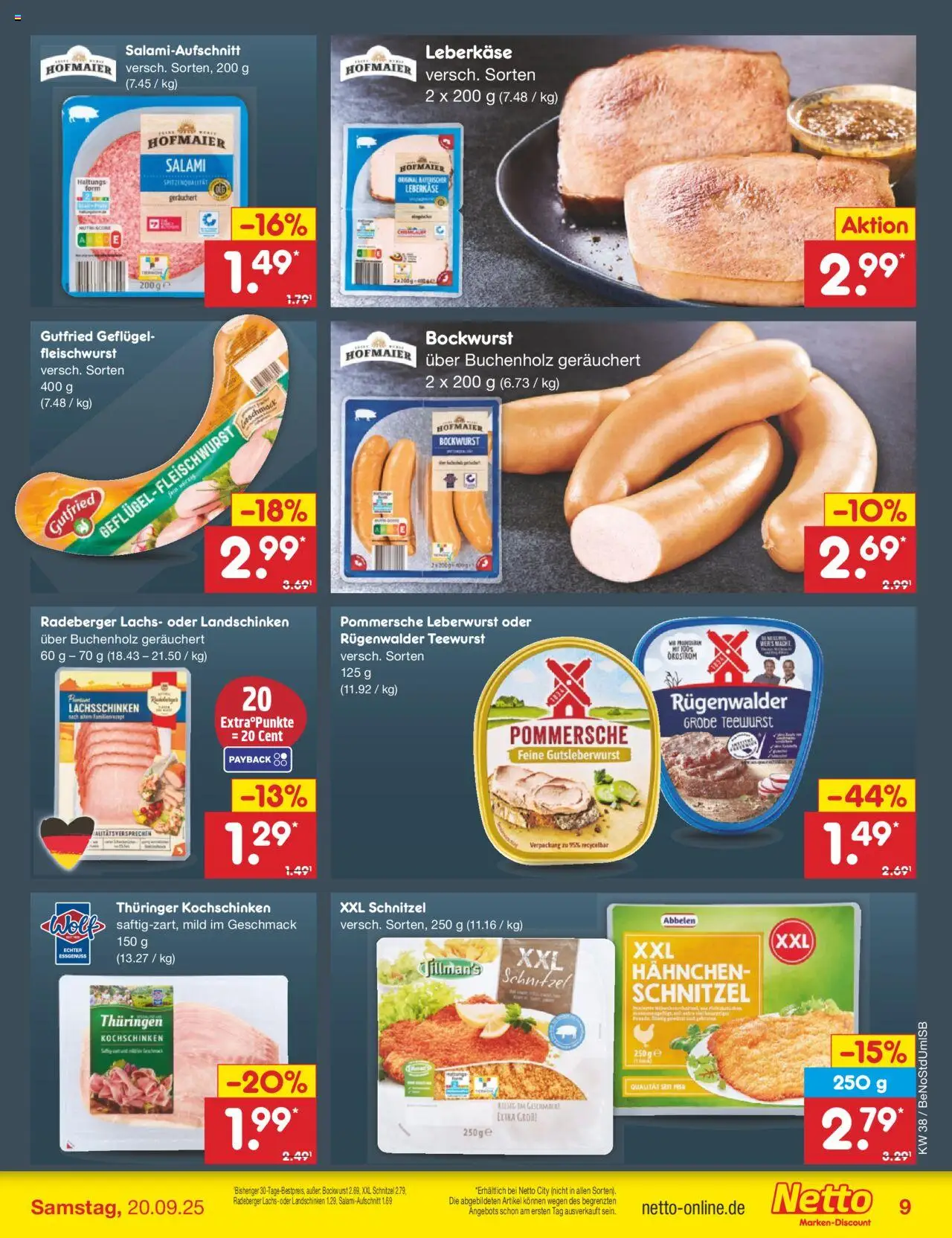 Netto Marken-Discount Prospekt 	 – gültig ab 15.09.2025 | Seite: 10 | Produkte: Hahnchen, Schnitzel, Lachs, Leberkase
