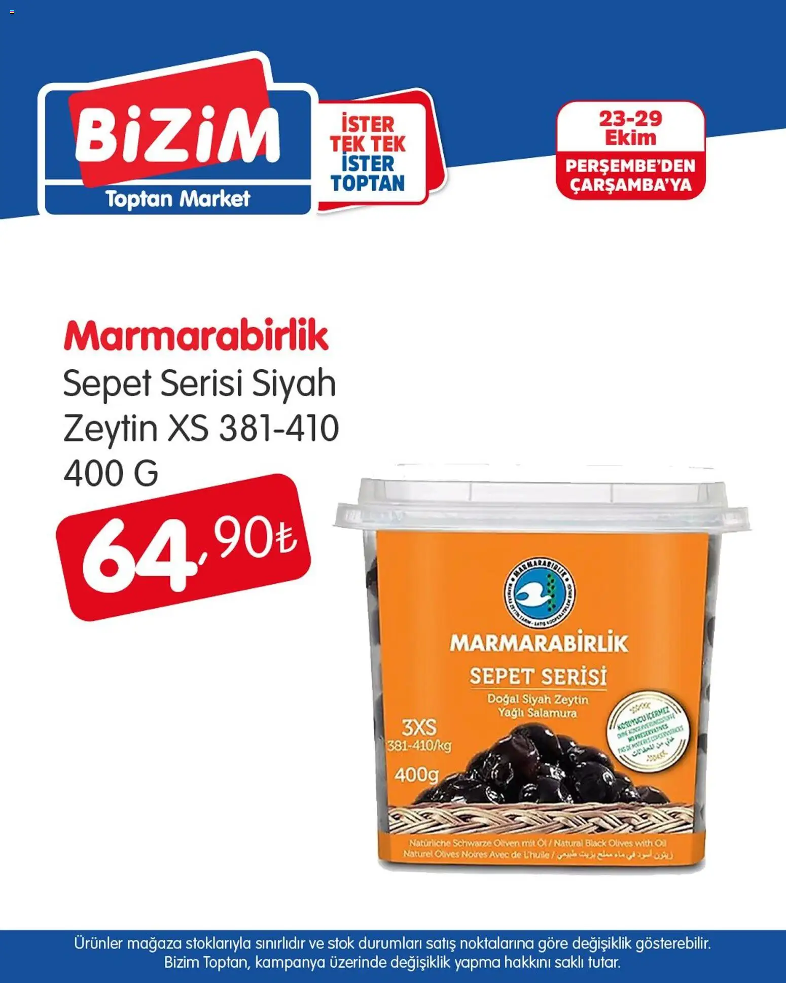 Bizim Toptan Katalog - 23.10.2025 tarihinden itibaren geçerlidir | Sayfa: 7 | Ürünler: Sepet, Zeytin