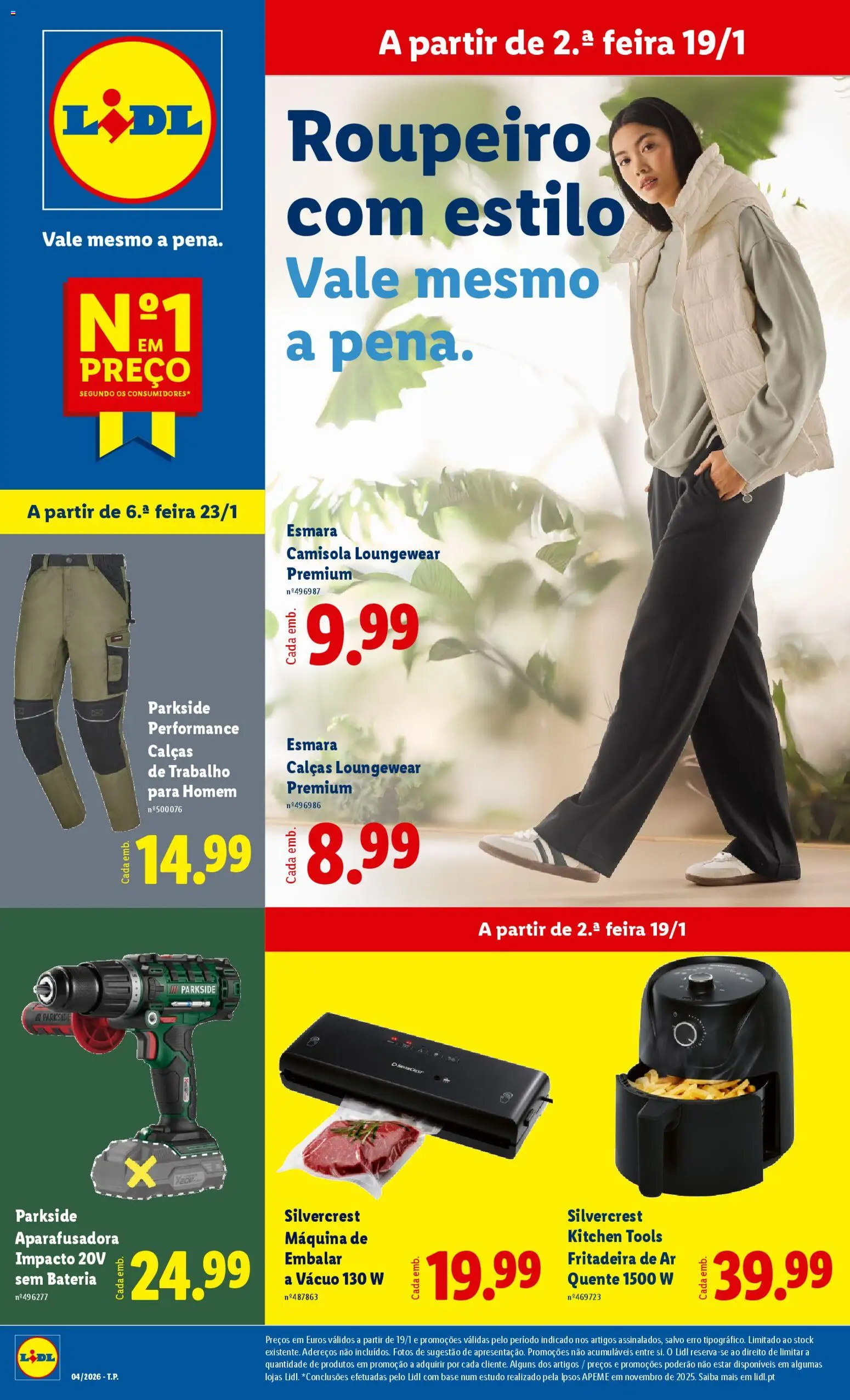 Lidl Novidades │ válido de 19.01.2026 | Página: 1 | Produtos: Roupeiro, Calças, Bateria, Camisola