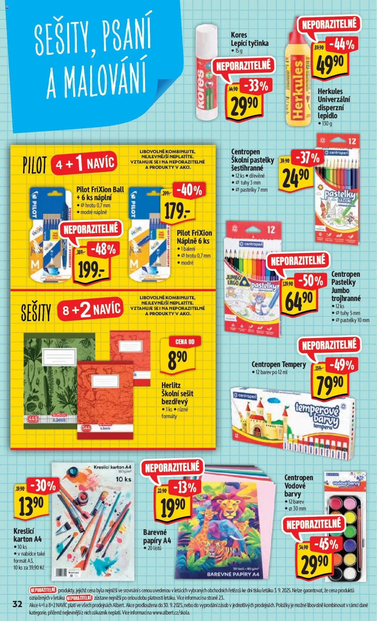 Albert leták - Hypermarket od 10.09.2025 | Strana: 41 | Produkty: Tempery, Sešity, Sešit, Barvy