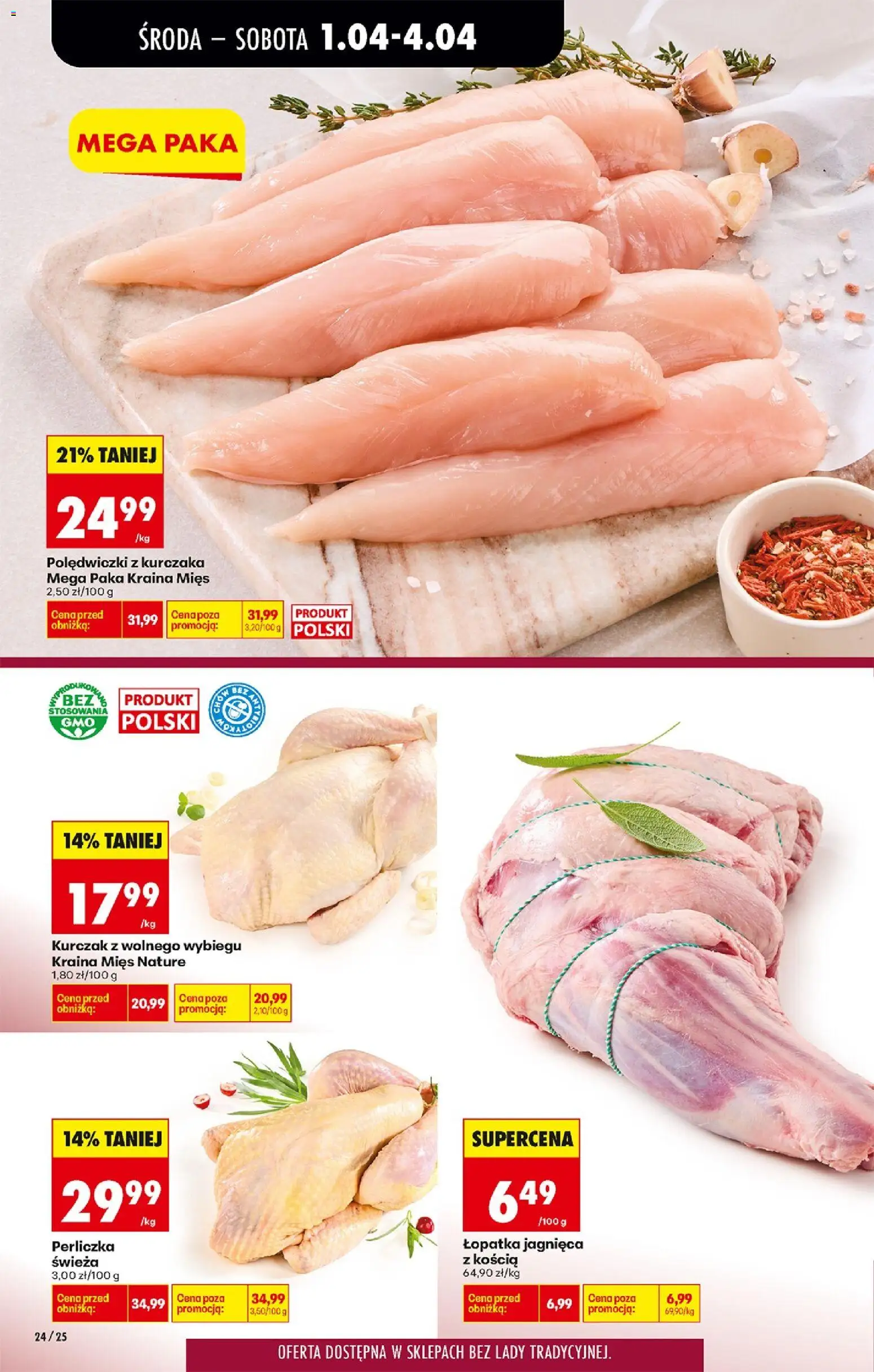 Biedronka gazetka od środy od 01.04.2026 | Strona: 28 | Produkty: Kurczak, Kurczak z wolnego wybiegu, Kraina mięs, Perliczka
