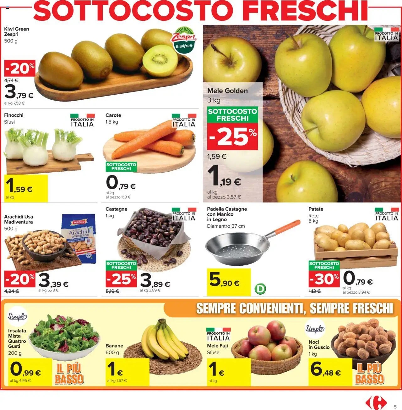Volantino Carrefour del 20.10.2025 | Pagina: 5 | Prodotti: Mele, Kiwi, Patate, Finocchi