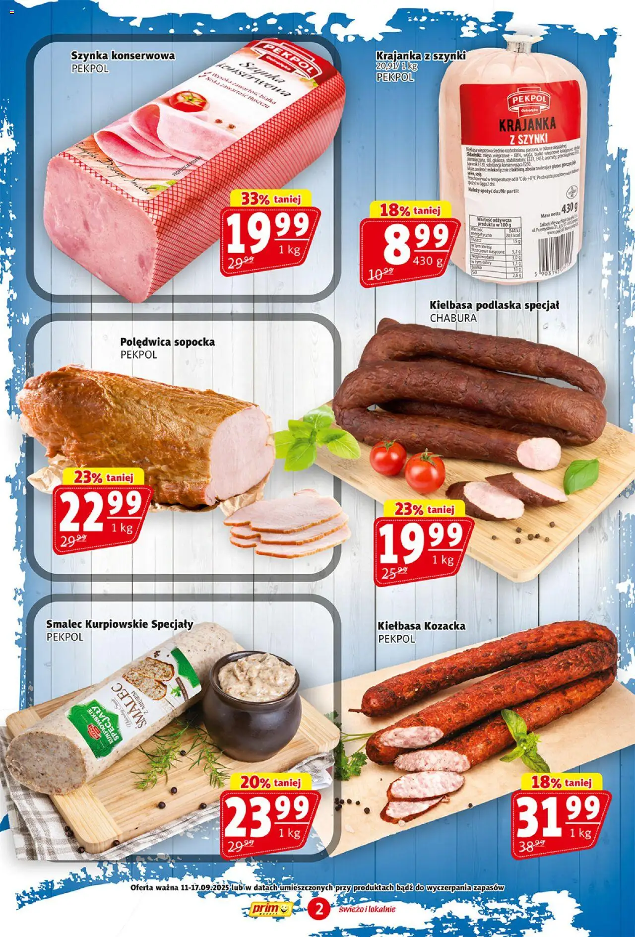 Prim Market Gazetka od 11.09.2025 | Strona: 2 | Produkty: Kiełbasa, Mięso, Szynka