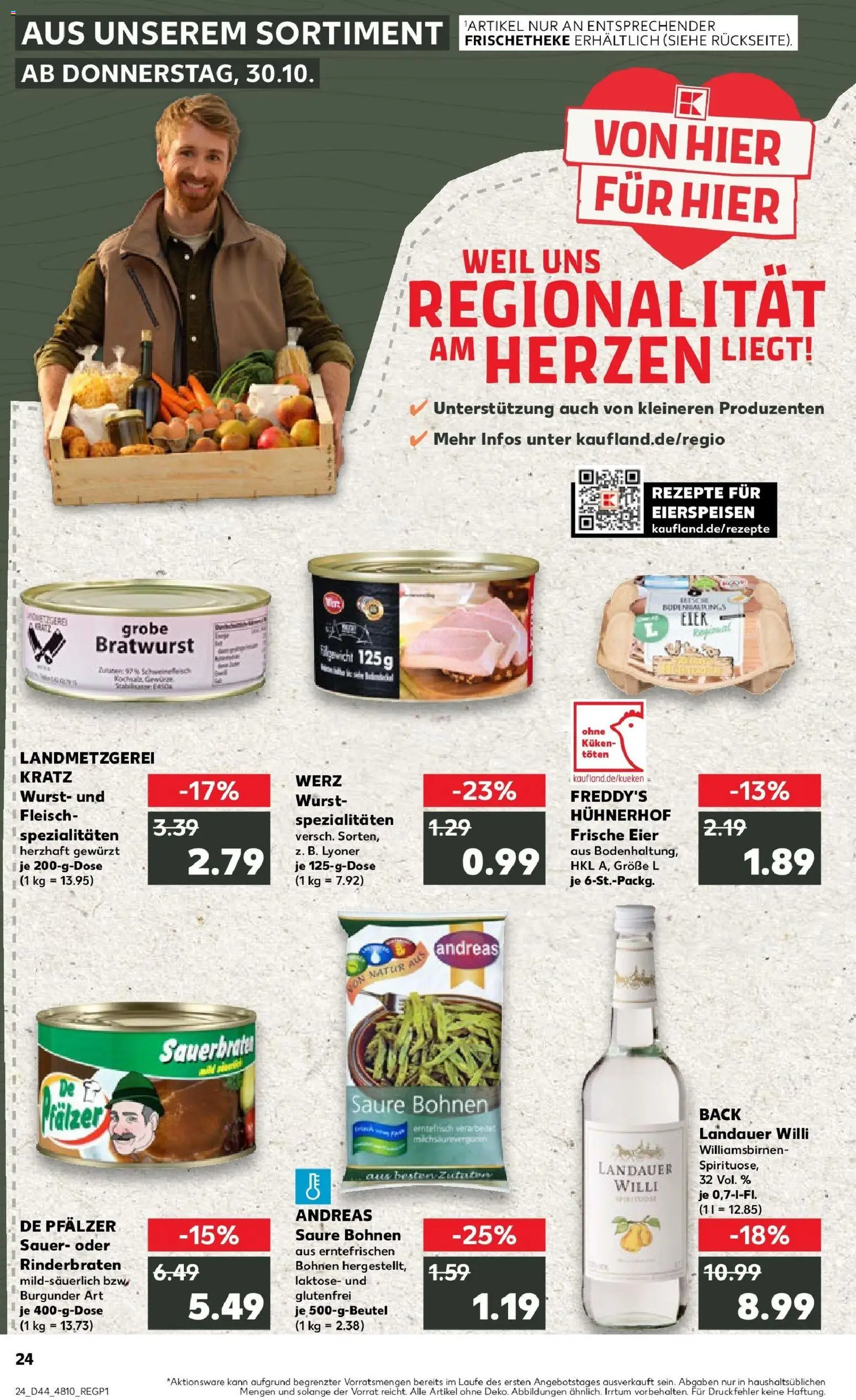 Kaufland prospekt Worms	 – gültig ab 30.10.2025 | Seite: 24 | Produkte: Bratwurst, Gewürze, Wurst, Fleisch