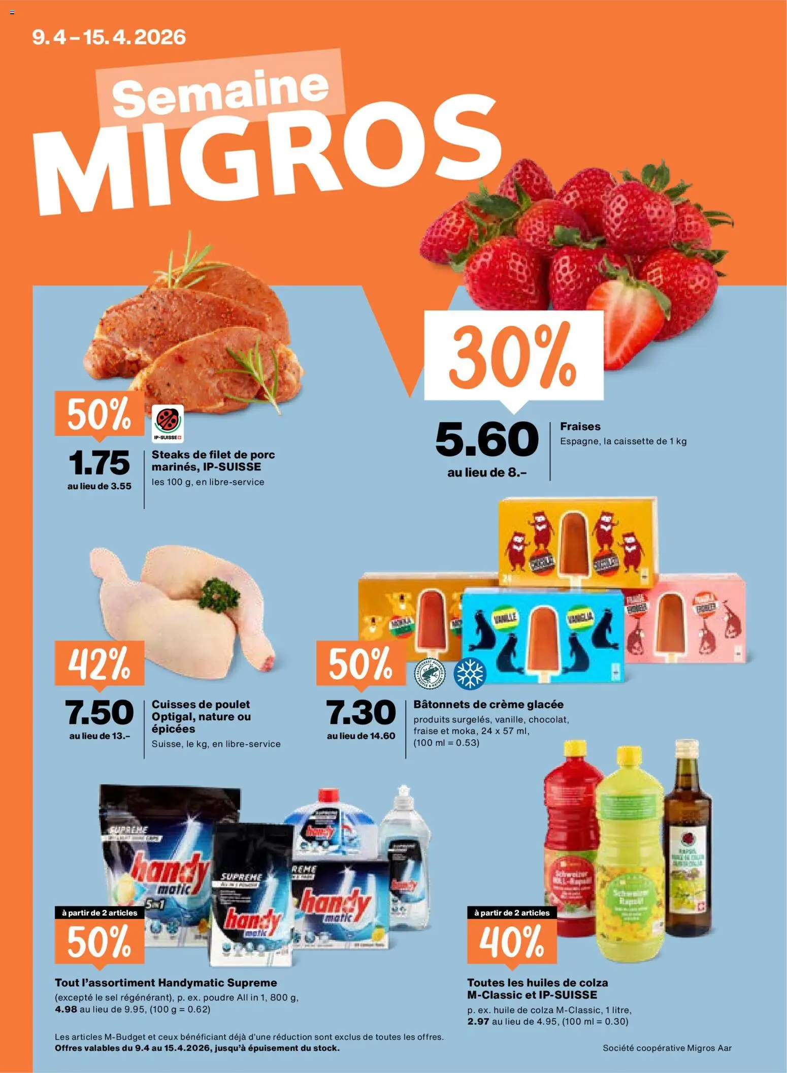 Migros aktionen FR – gültig ab 09.04.2026 | Seite: 1 | Produkte: Creme