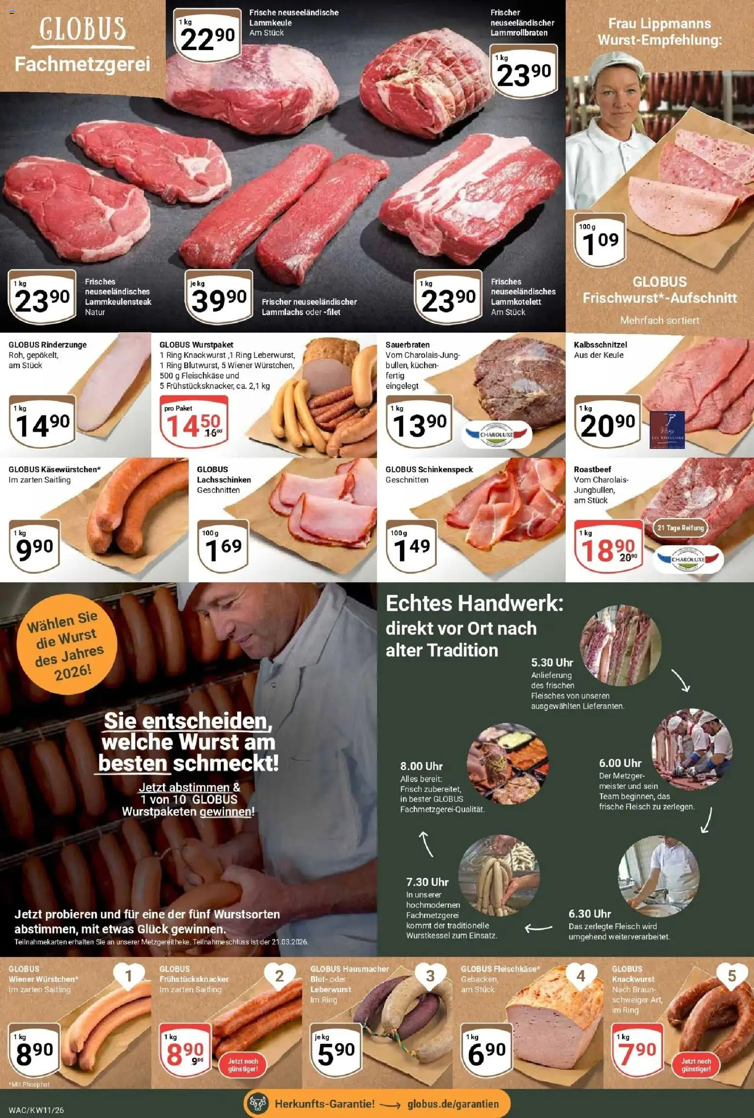 Globus prospekt Markkleeberg	 – gültig ab 09.03.2026 | Seite: 6 | Produkte: Lammkeule, Roastbeef, Fleisch, Uhr