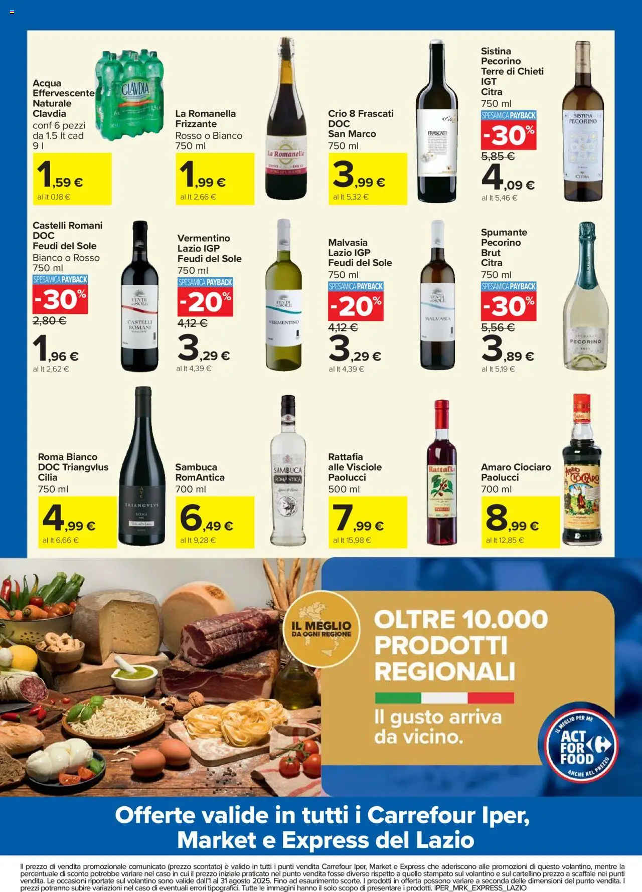 Volantino Carrefour del 01.08.2025 | Pagina: 4 | Prodotti: Acqua, Vino, Scaffale, Amaro