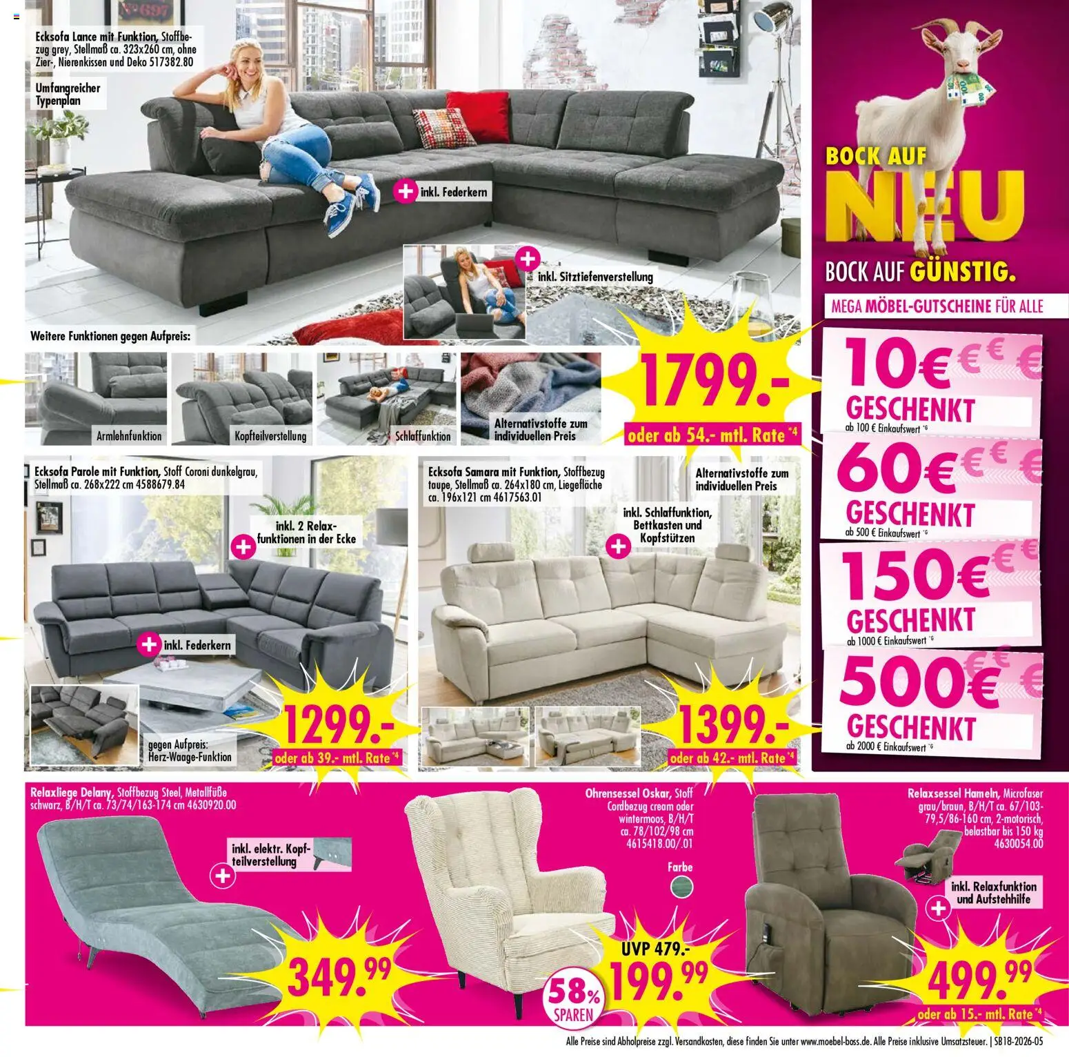 SB Möbel Boss Prospekt 	 – gültig ab 25.04.2026 | Seite: 5 | Produkte: Relaxliege, Ecksofa, Relaxsessel