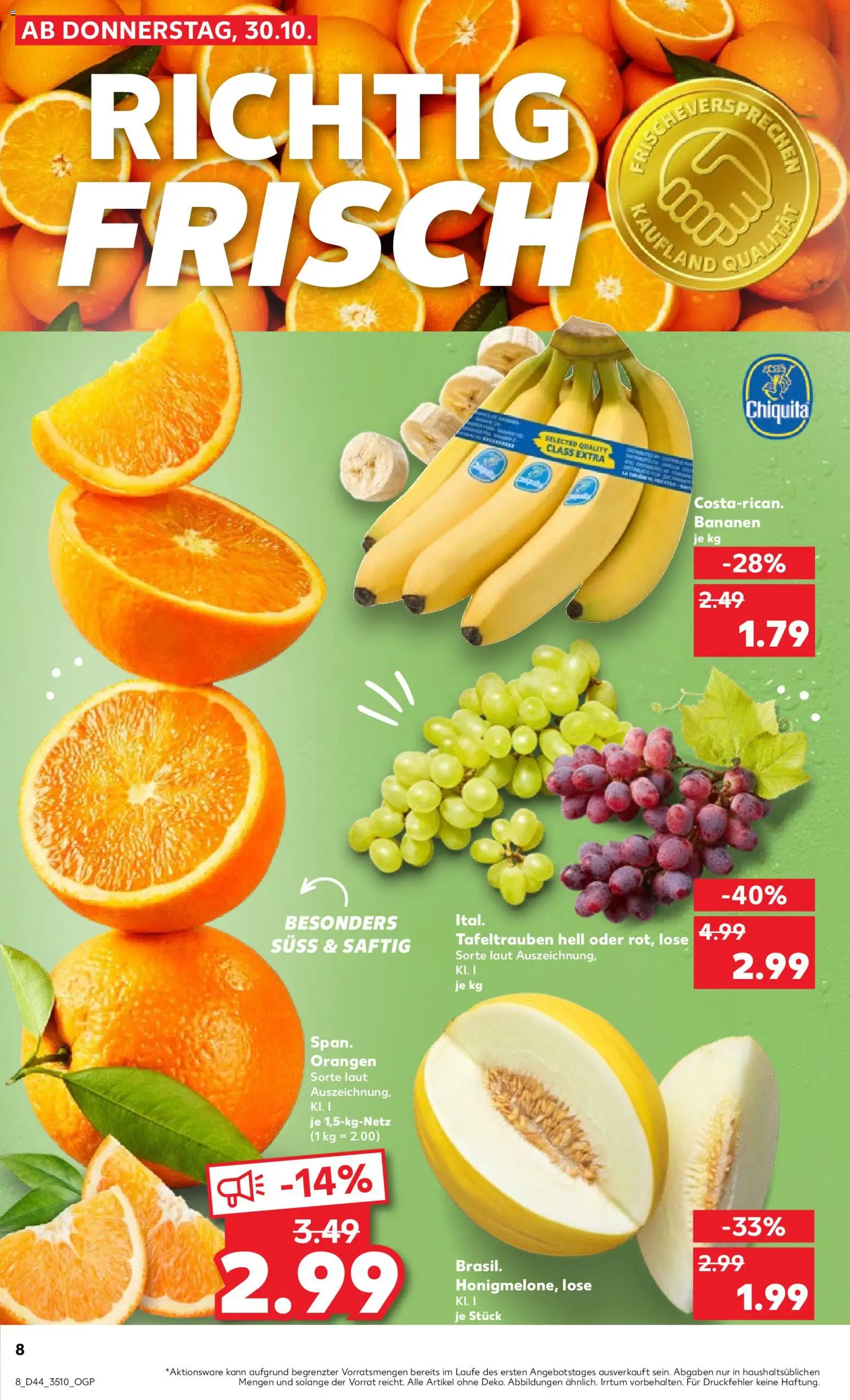 Kaufland prospekt Leipzig	 – gültig ab 02.11.2025 | Seite: 8 | Produkte: Bananen, Orangen
