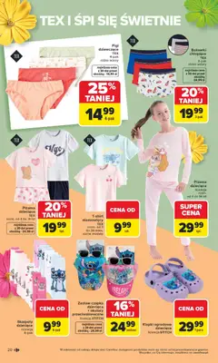 Pogląd oferty "Carrefour gazetka - TEX na spotkanie z wiosną" - ważna od 07.04.2026 | Strona: 20 | Produkty: Skarpety, Piżama, Czapka, Okulary