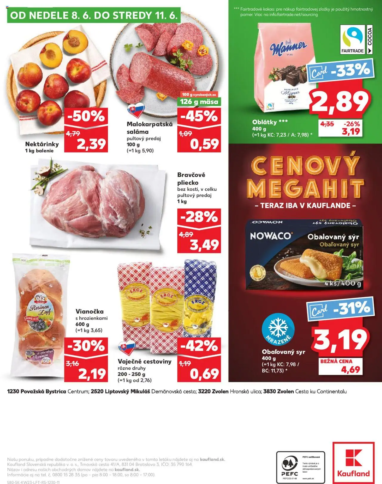 Kaufland Liptovský Mikuláš │ platný od 05.06.2025 | Strana: 80 | Produkty: Syr, Saláma, Cestoviny, Kakao