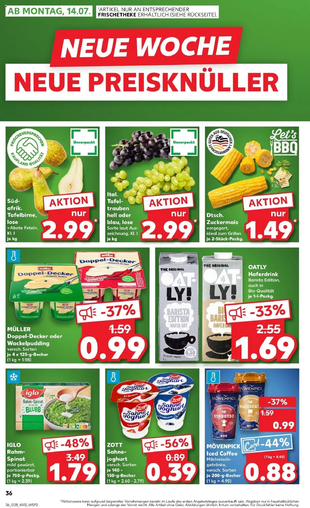 Kaufland prospekt Dossenheim	 - gültig ab dem 13.07.2025 | Seite: 3 | Produkte: Trauben, Iglo, Haferdrink, Oatly