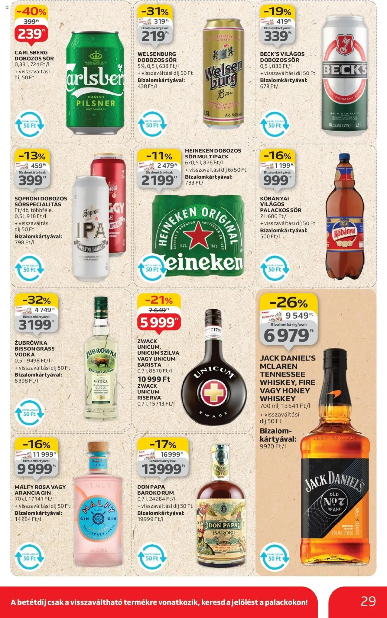Auchan akciós ujság - amely érvényes a következő dátumtól: 07.08.2025 | Oldal: 29 | Termékek: Whiskey, Szilva, Sör, Gin