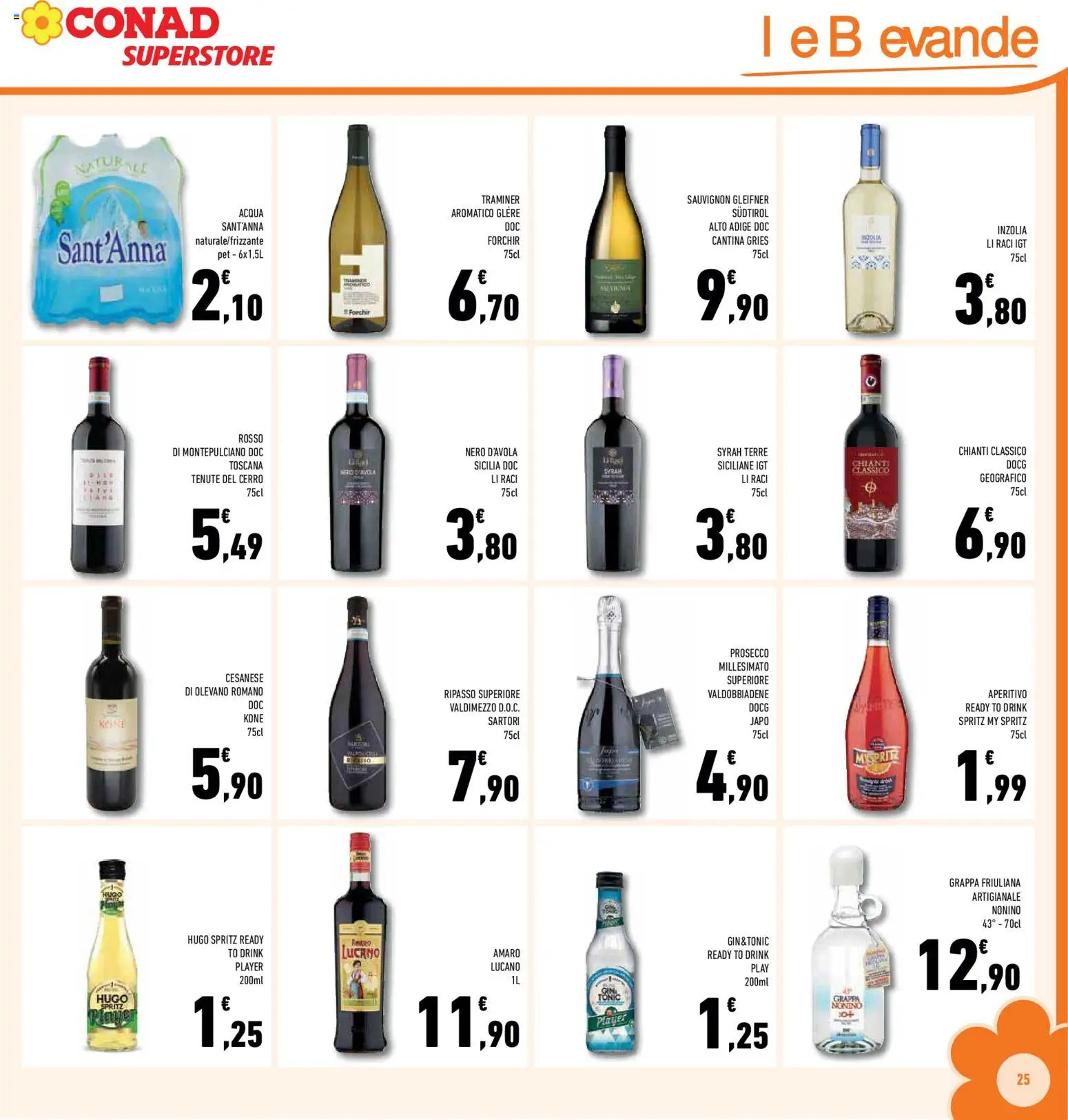 Volantino Conad del 14.01.2026 | Pagina: 25 | Prodotti: Gin, Prosecco, Acqua, Amaro