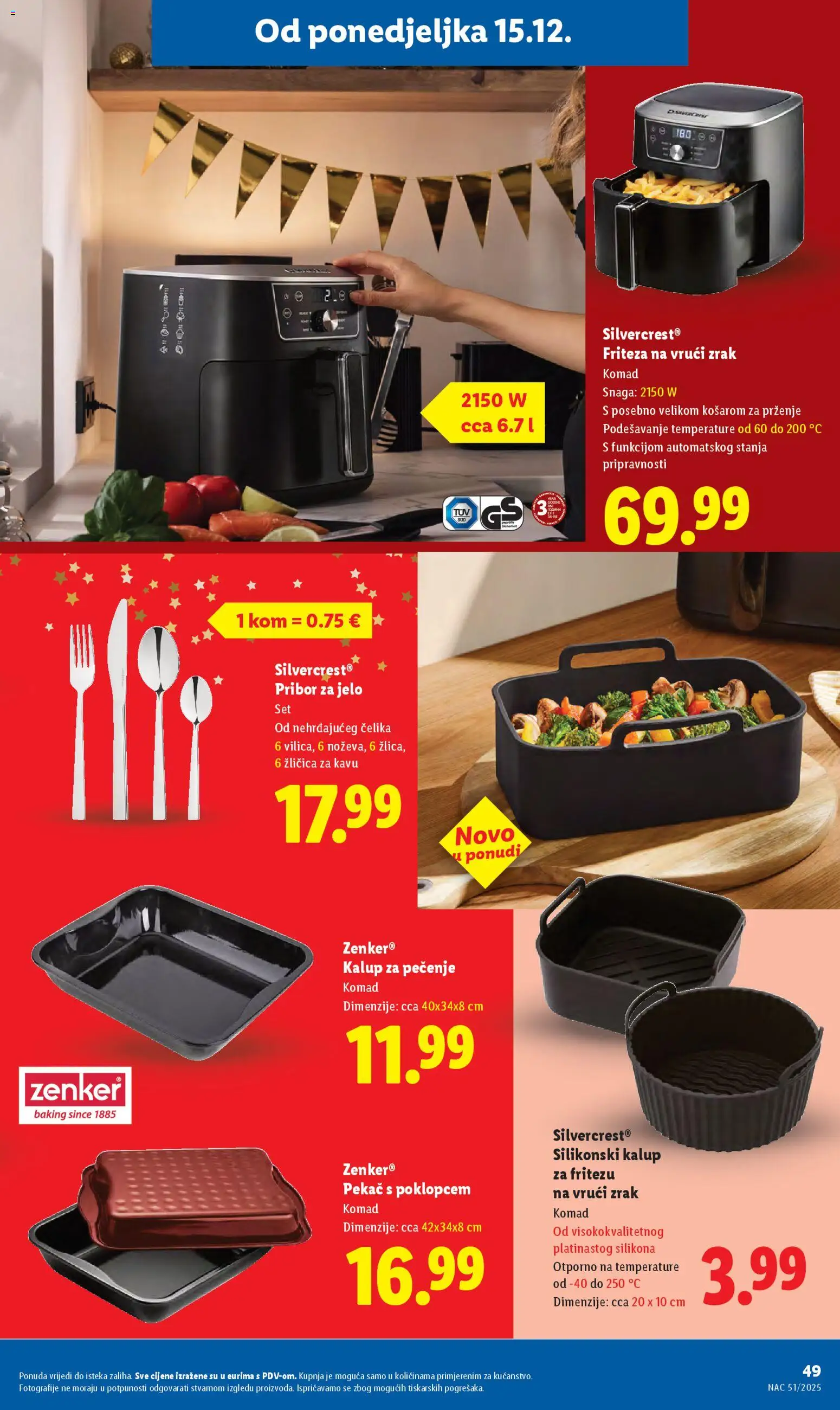Lidl katalog | vrijedi od 15.12.2025 | Stranica: 49 | Proizvodi: Friteza, Pan, Pribor za jelo, Friteza na vrući zrak