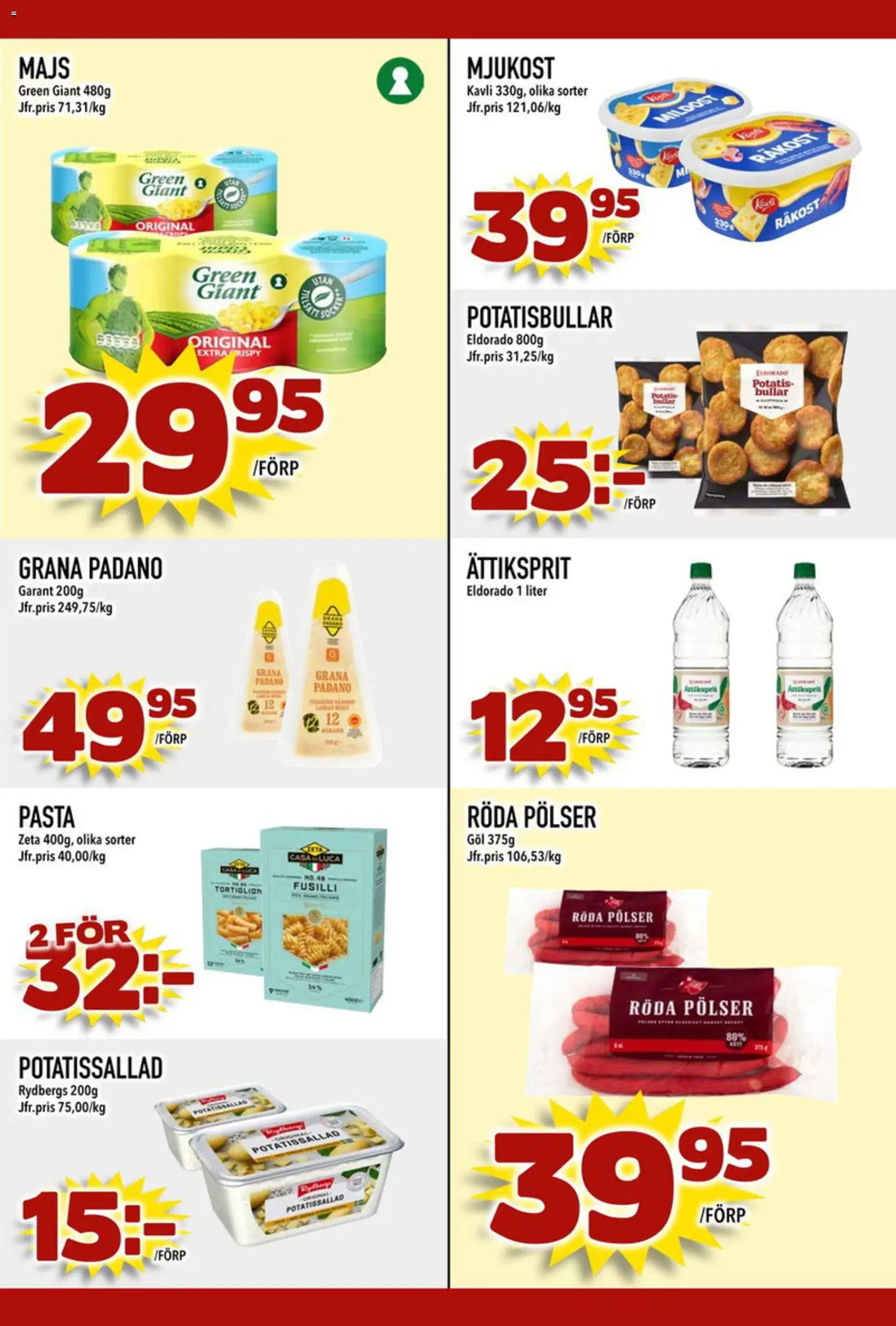 Din Mat reklamblad aktuell från 27.04.2026 | Sida: 5 | Produkter: Potatissallad, Räkost, Pasta, Majs
