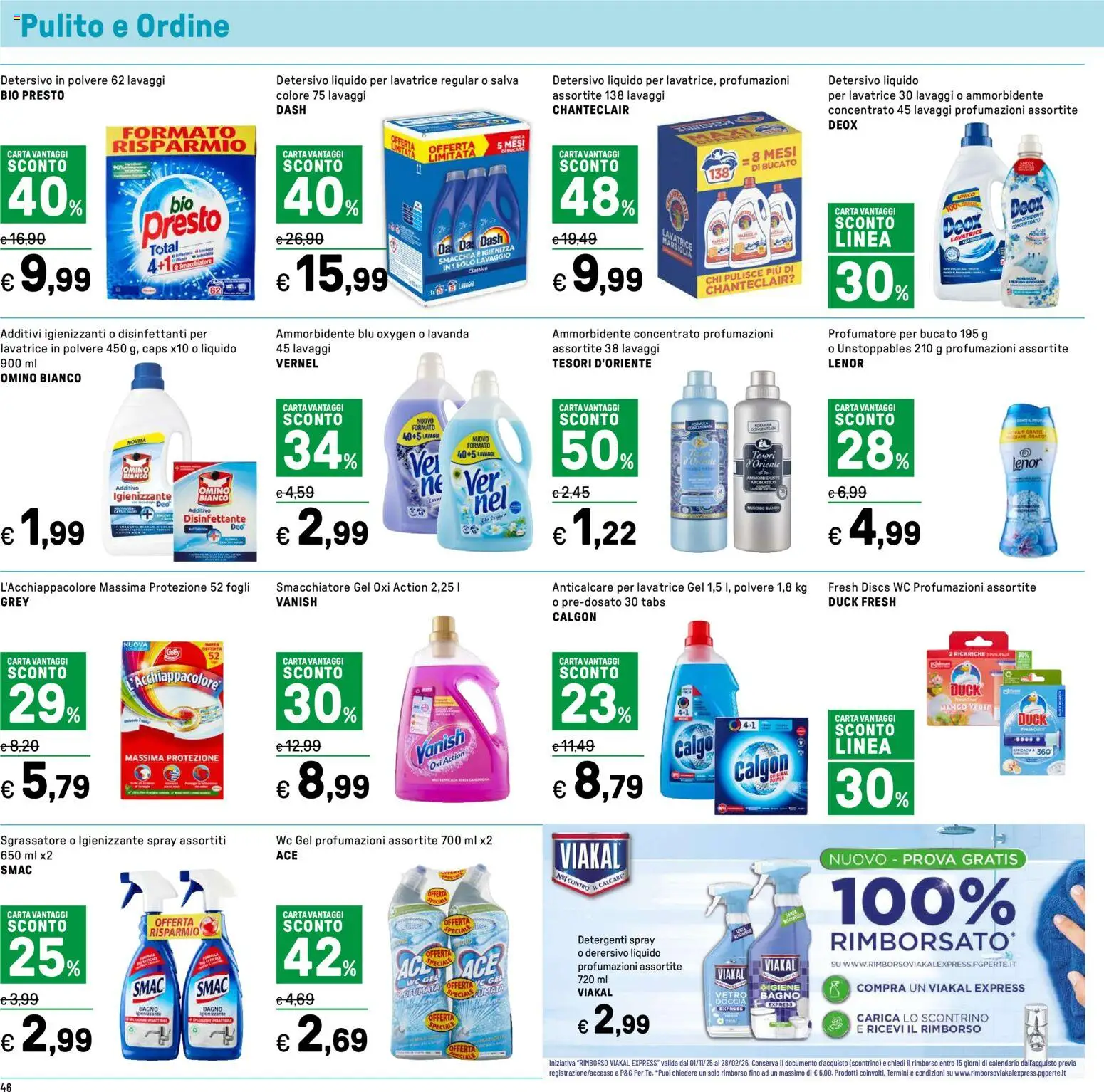 Volantino Iper del 24.11.2025 | Pagina: 46 | Prodotti: Smacchiatore, Anticalcare, Sgrassatore, WC
