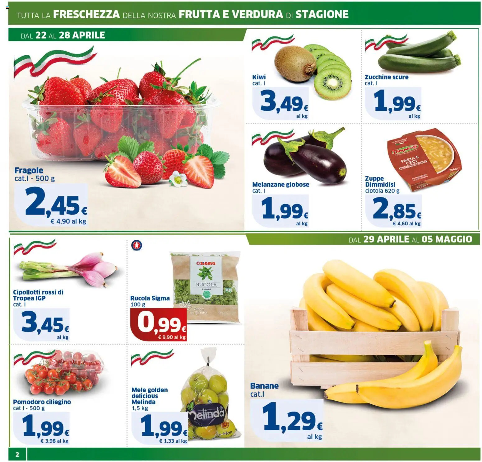 Volantino SIGMA del 22.04.2026 | Pagina: 2 | Prodotti: Fragole, Ceci, Frutta, Melanzane