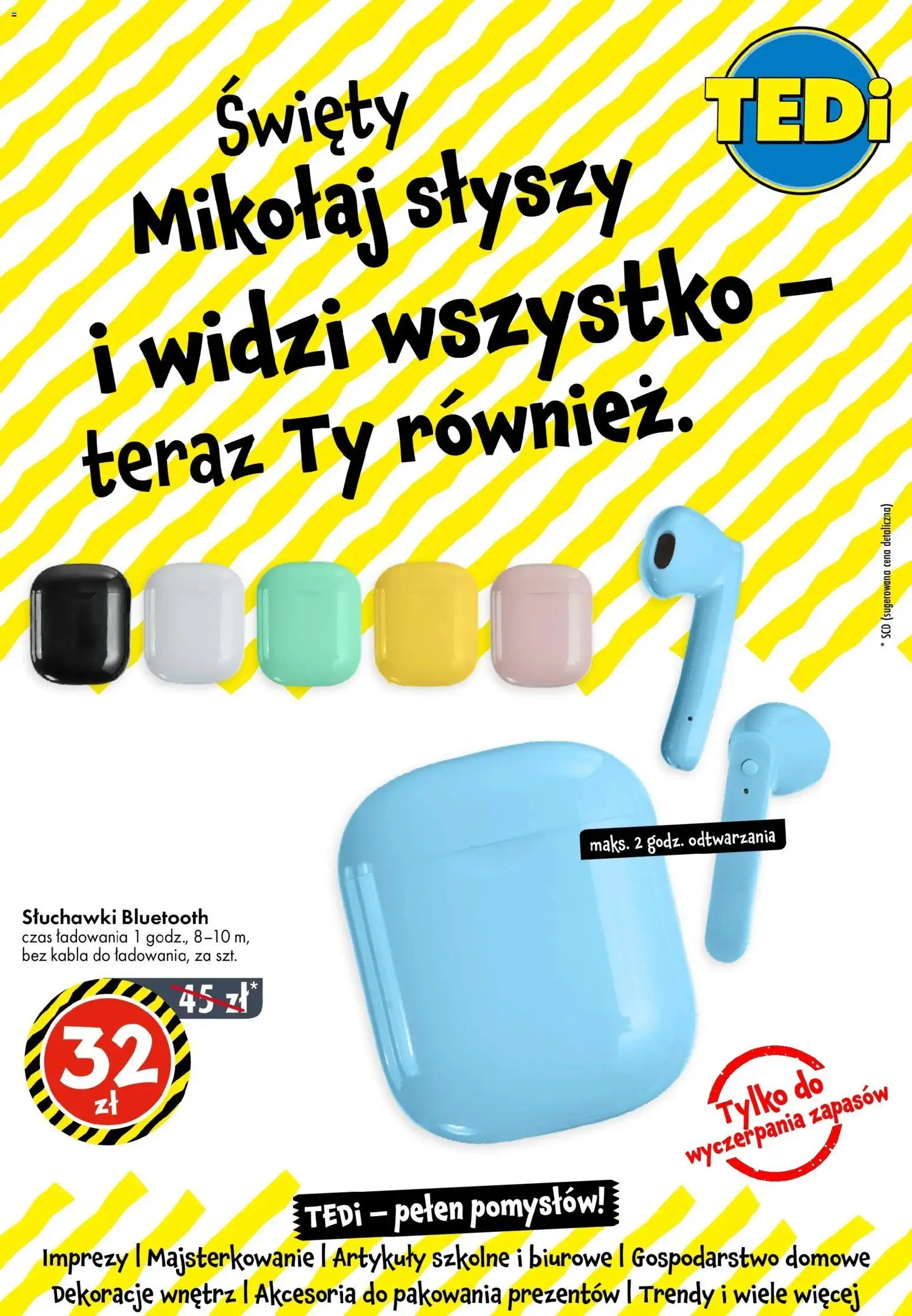 TEDi Gazetka od 12.12.2025 | Strona: 2 | Produkty: Słuchawki, Artykuły szkolne