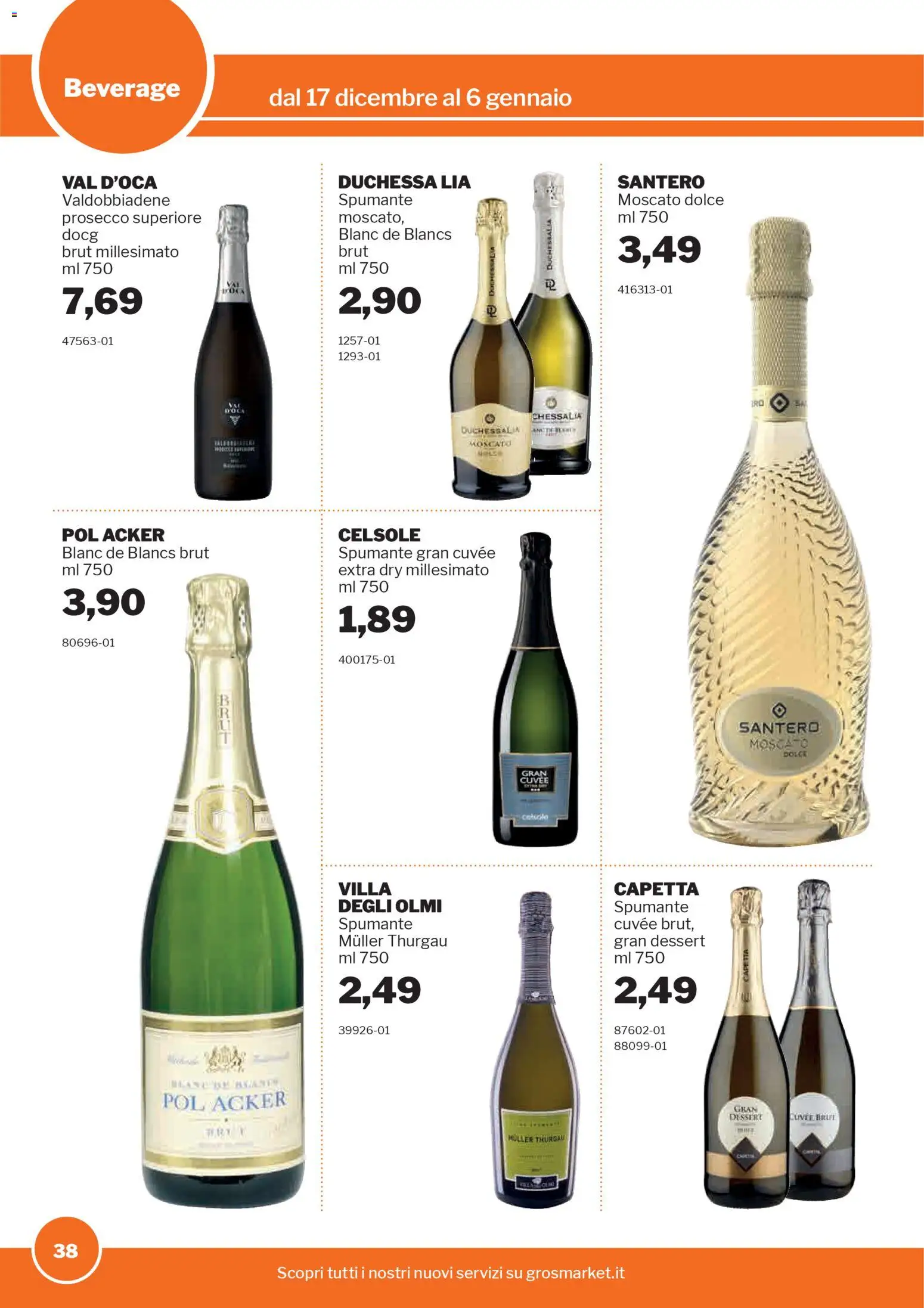 Volantino Sogegross del 17.12.2025 | Pagina: 38 | Prodotti: Prosecco, Spumante