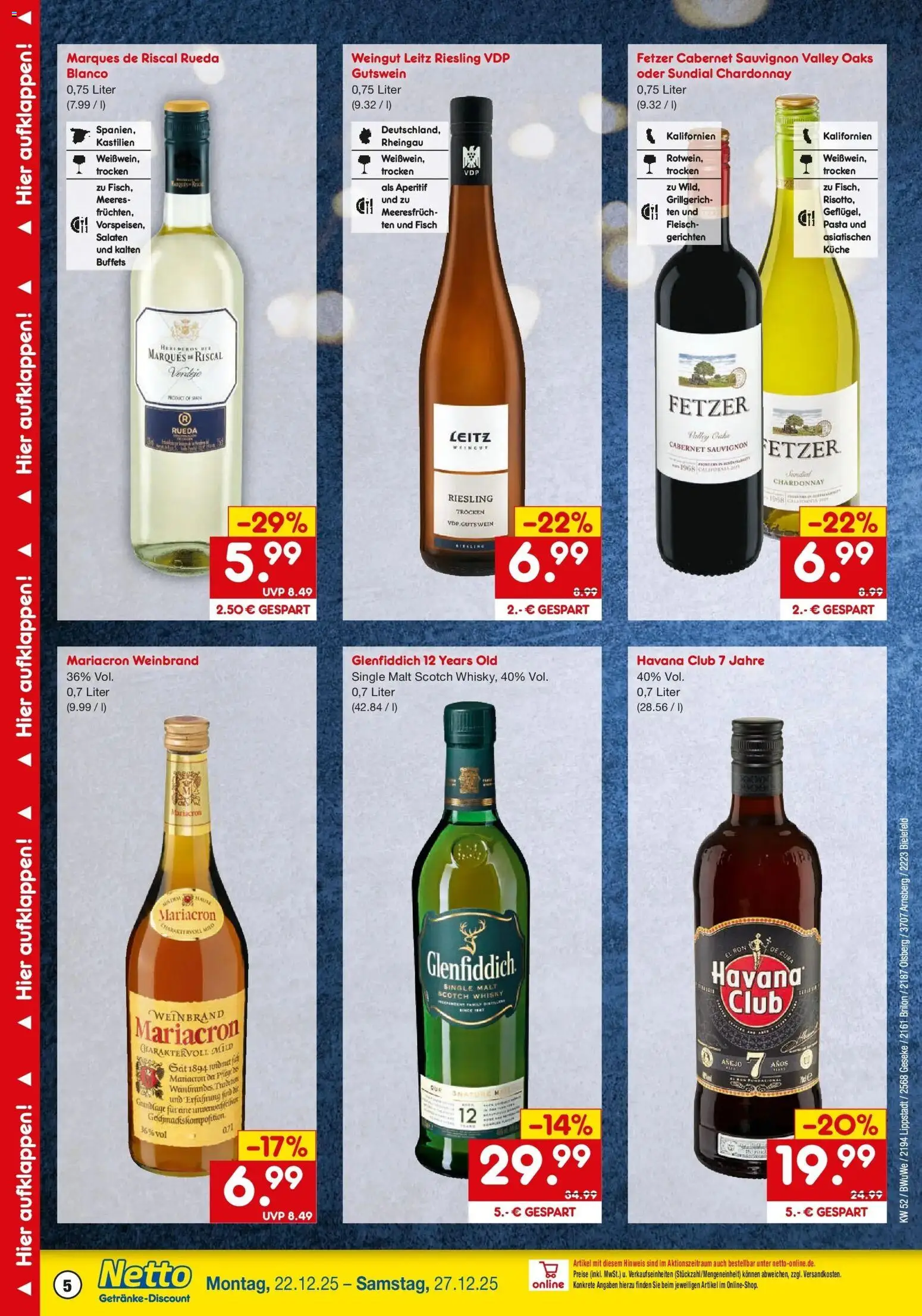 Netto Marken-Discount prospekt Lippstadt	 – gültig ab 22.12.2025 | Seite: 5 | Produkte: Havana club, Whisky, Küche, Fleisch