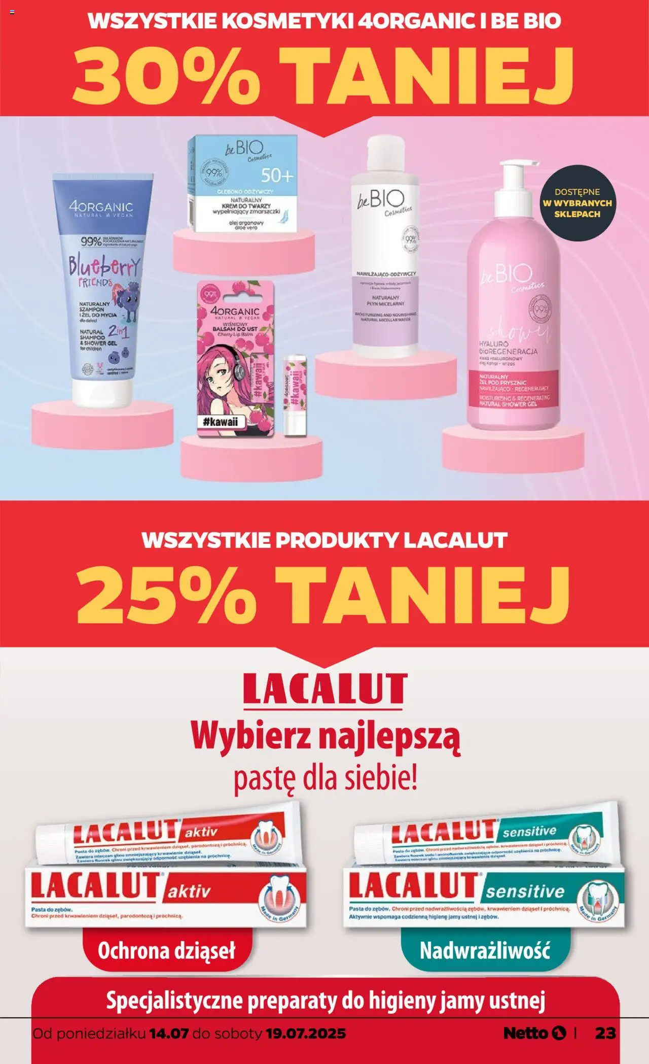 Netto gazetka - Spożywcza od 14.07.2025 | Strona: 23 | Produkty: Szampon, Żel pod prysznic, Krem, Lacalut
