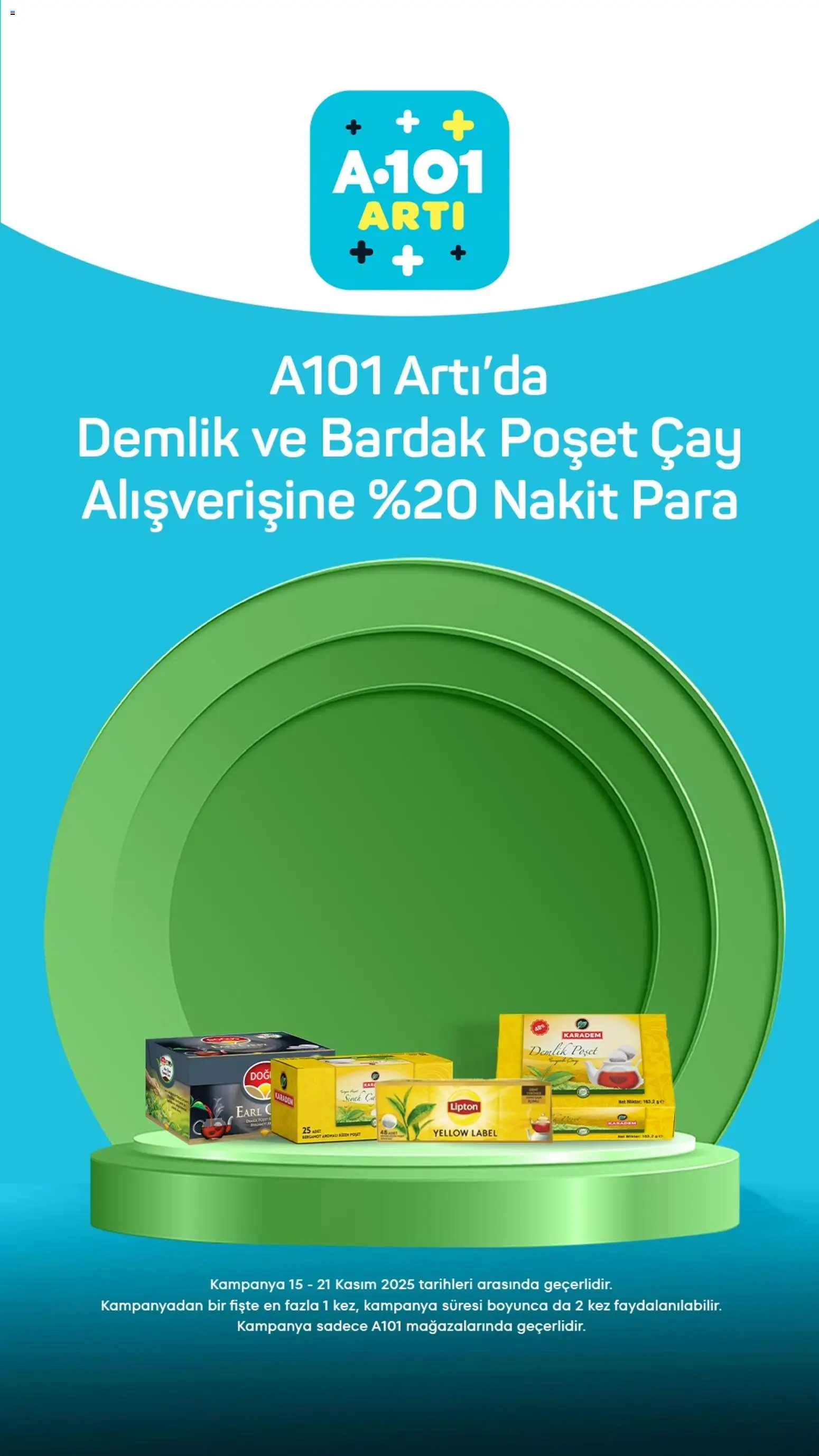 A101 Arti - 15.11.2025 tarihinden itibaren geçerlidir | Sayfa: 2 | Ürünler: Çay, Bardak poşet çay, Zselatin, Demlik