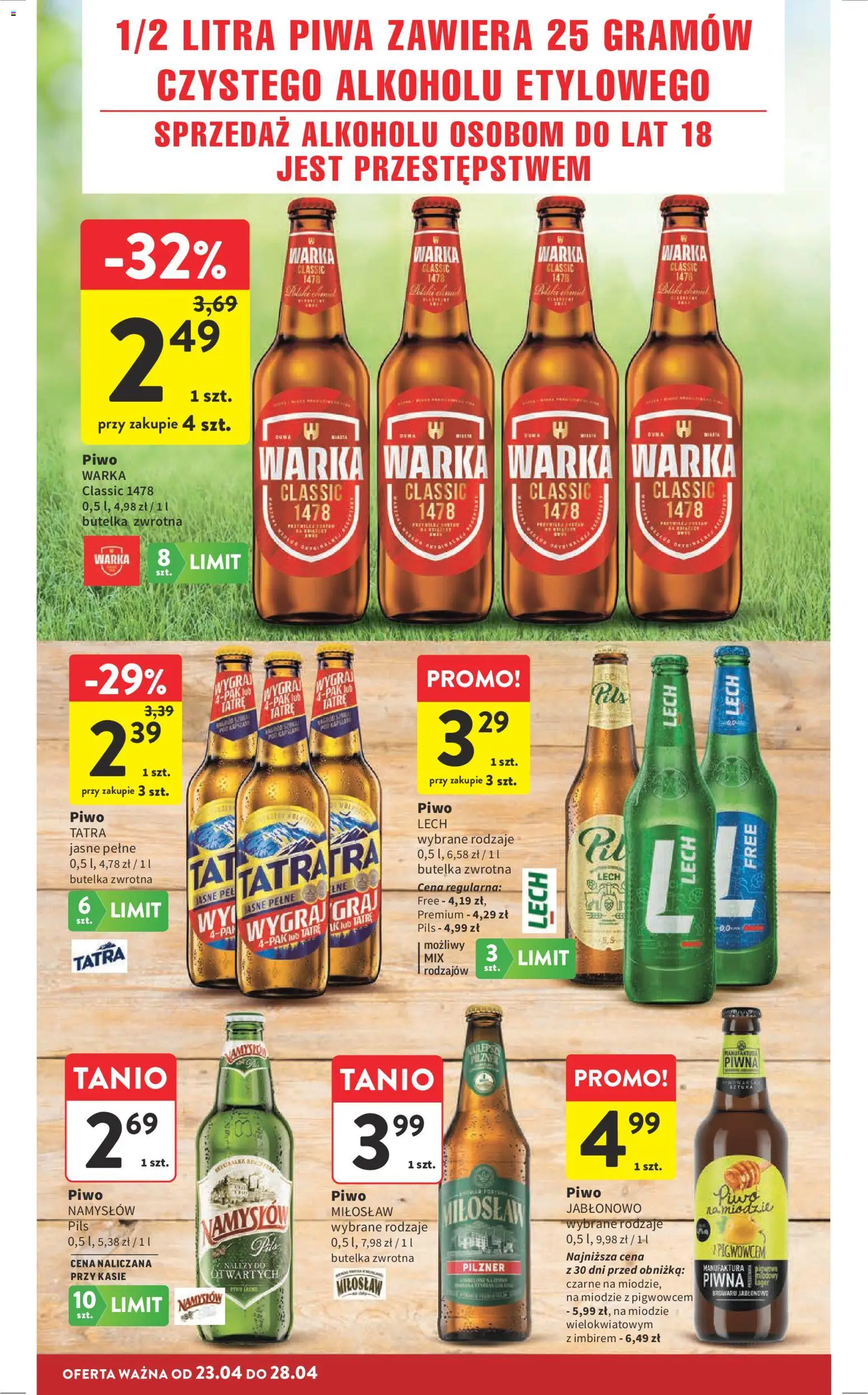 Intermarche gazetka od 23.04.2026 | Strona: 12 | Produkty: Warka, Piwo Warka, Piwo, Piwo Namysłów