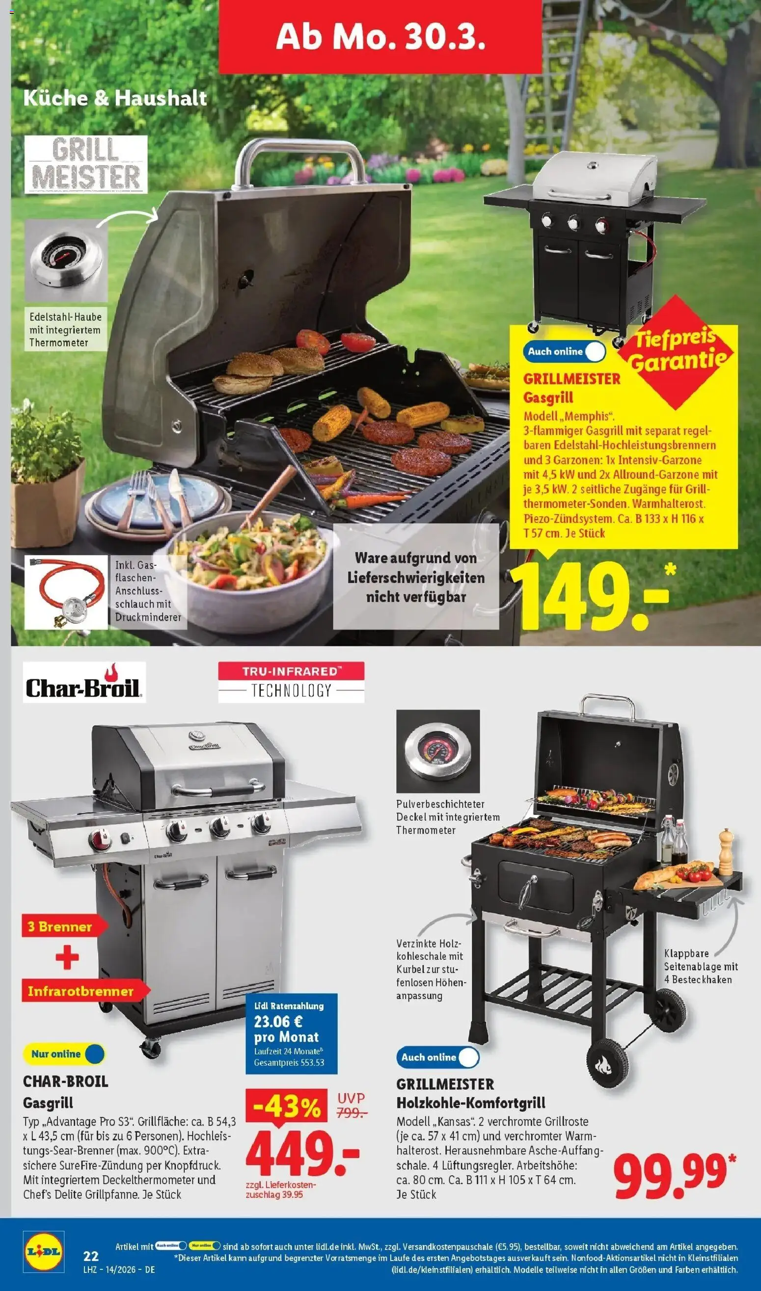 Lidl Prospekt Rheinbrohl – gültig ab 30.03.2026 | Seite: 44 | Produkte: Grill, Thermometer, Küche
