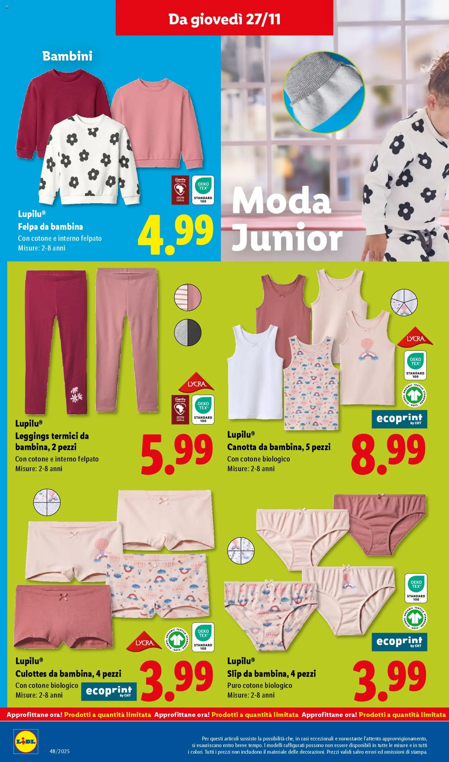 Volantino Lidl del 24.11.2025 | Pagina: 46 | Prodotti: Canotta, Felpa, Leggings, Slip
