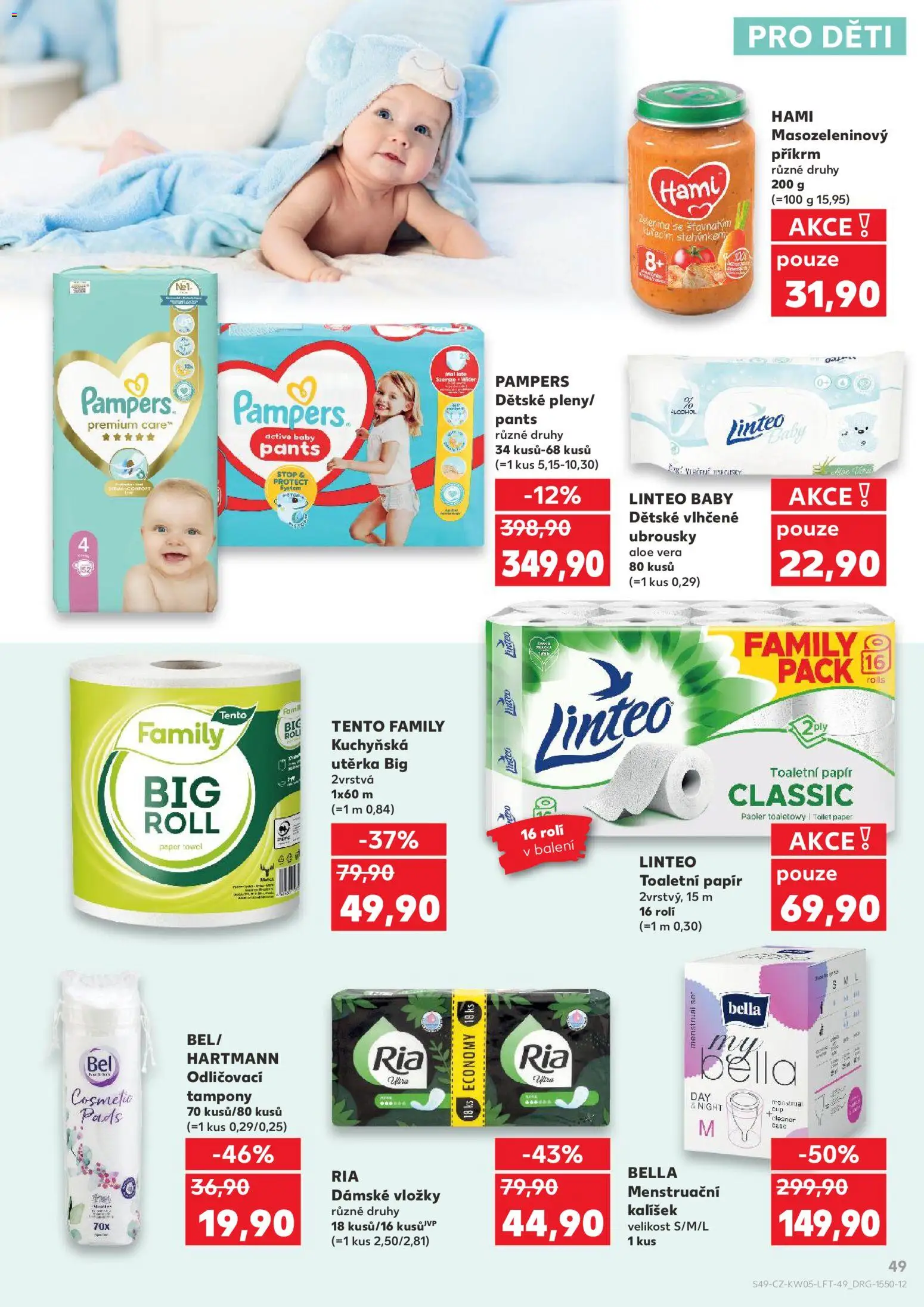 Kaufland leták - Praha 8 od 28.01.2026 | Strana: 49 | Produkty: Vložky, Toaletní papír, Pampers, Pants