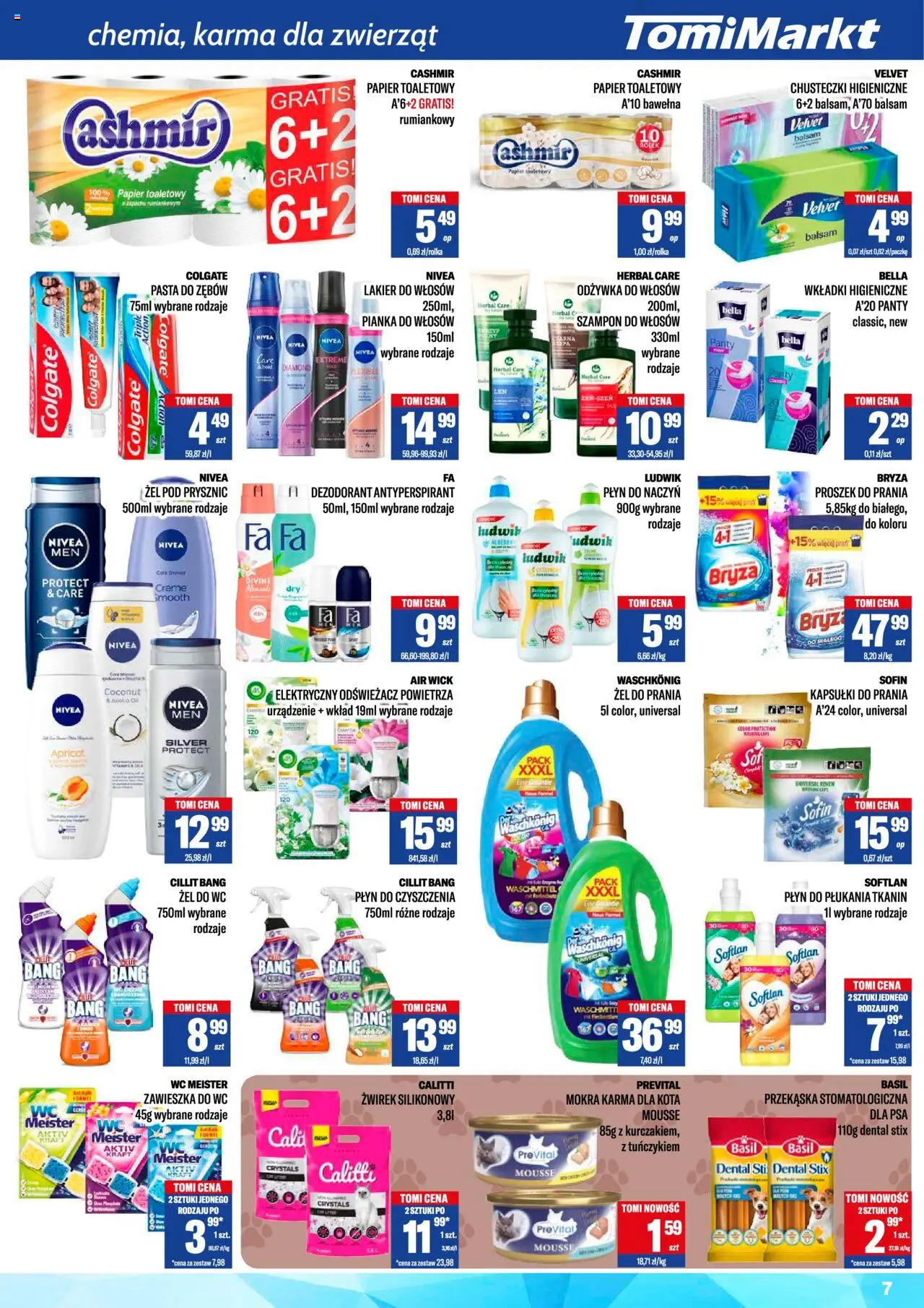 TomiMarkt Gazetka od 16.08.2025 | Strona: 7 | Produkty: Odświeżacz, Prysznic, Lakier do włosów, Pasta do zębów